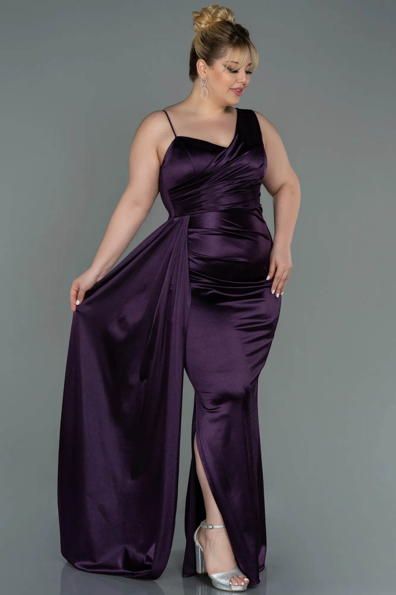 Purple-Long Plus Size Evening Dress ABU2932