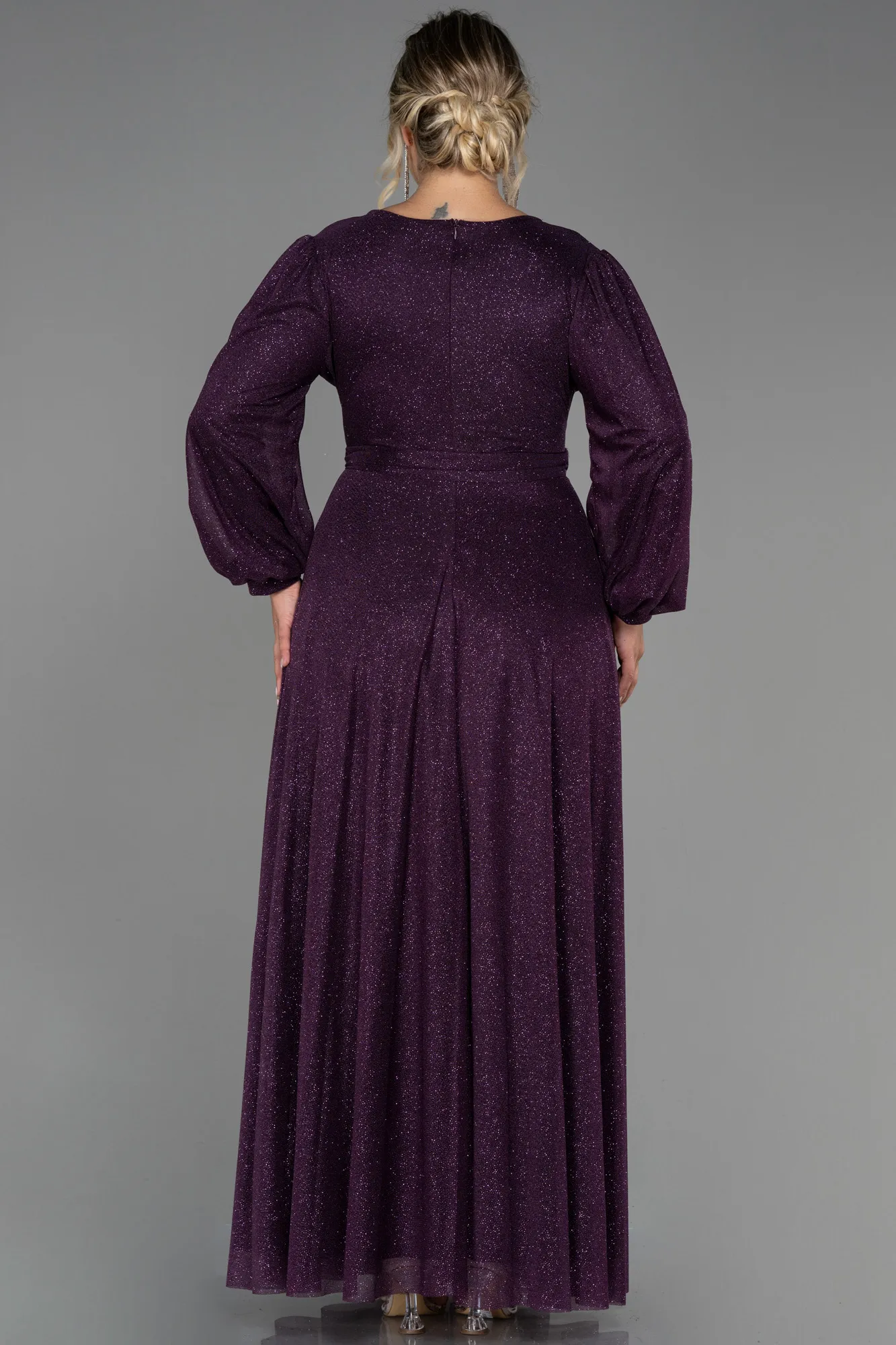 Purple-Long Plus Size Evening Dress ABU2962