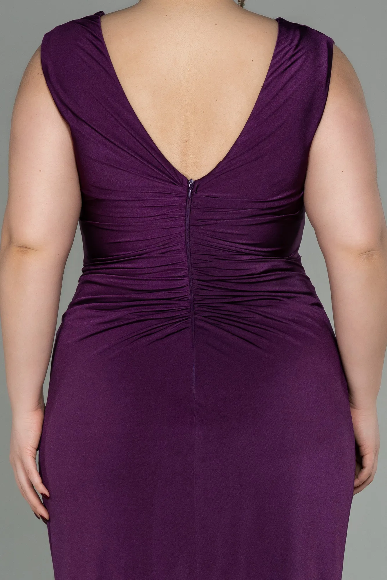 Purple-Long Plus Size Evening Dress ABU2974