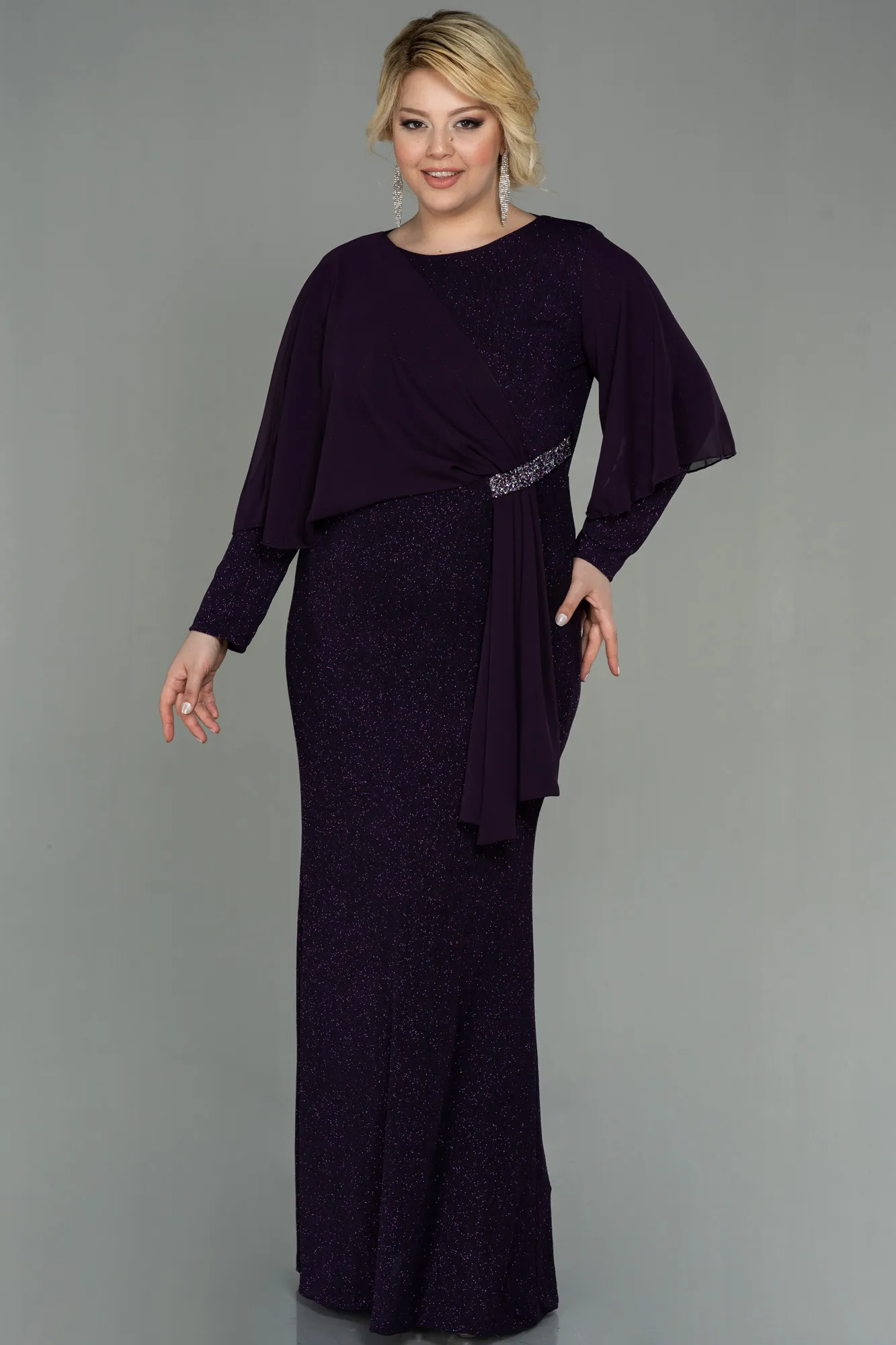 Purple-Long Plus Size Evening Dress ABU3013