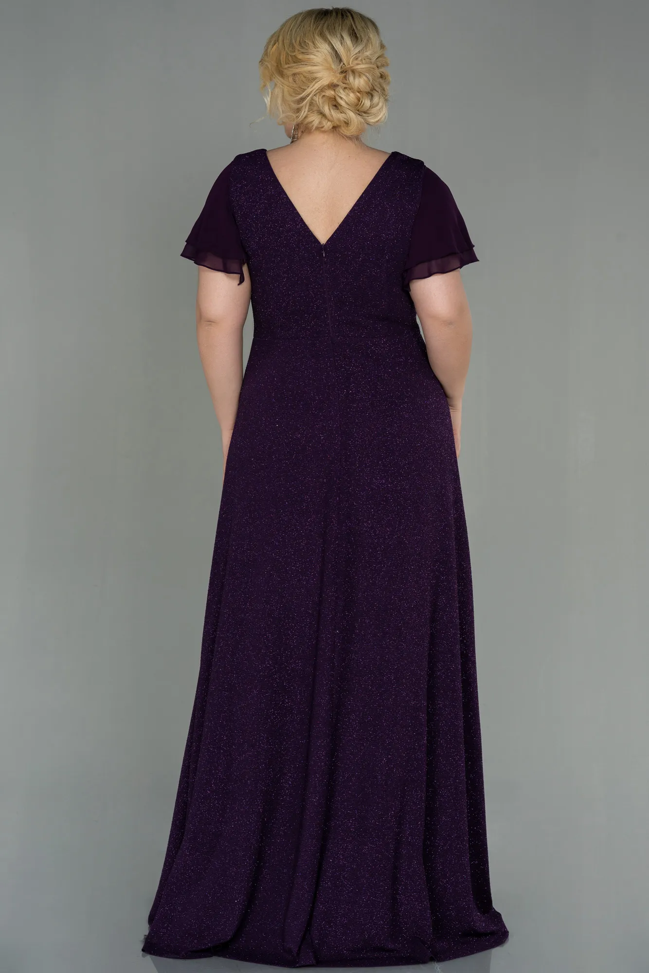 Purple-Long Plus Size Evening Dress ABU3019