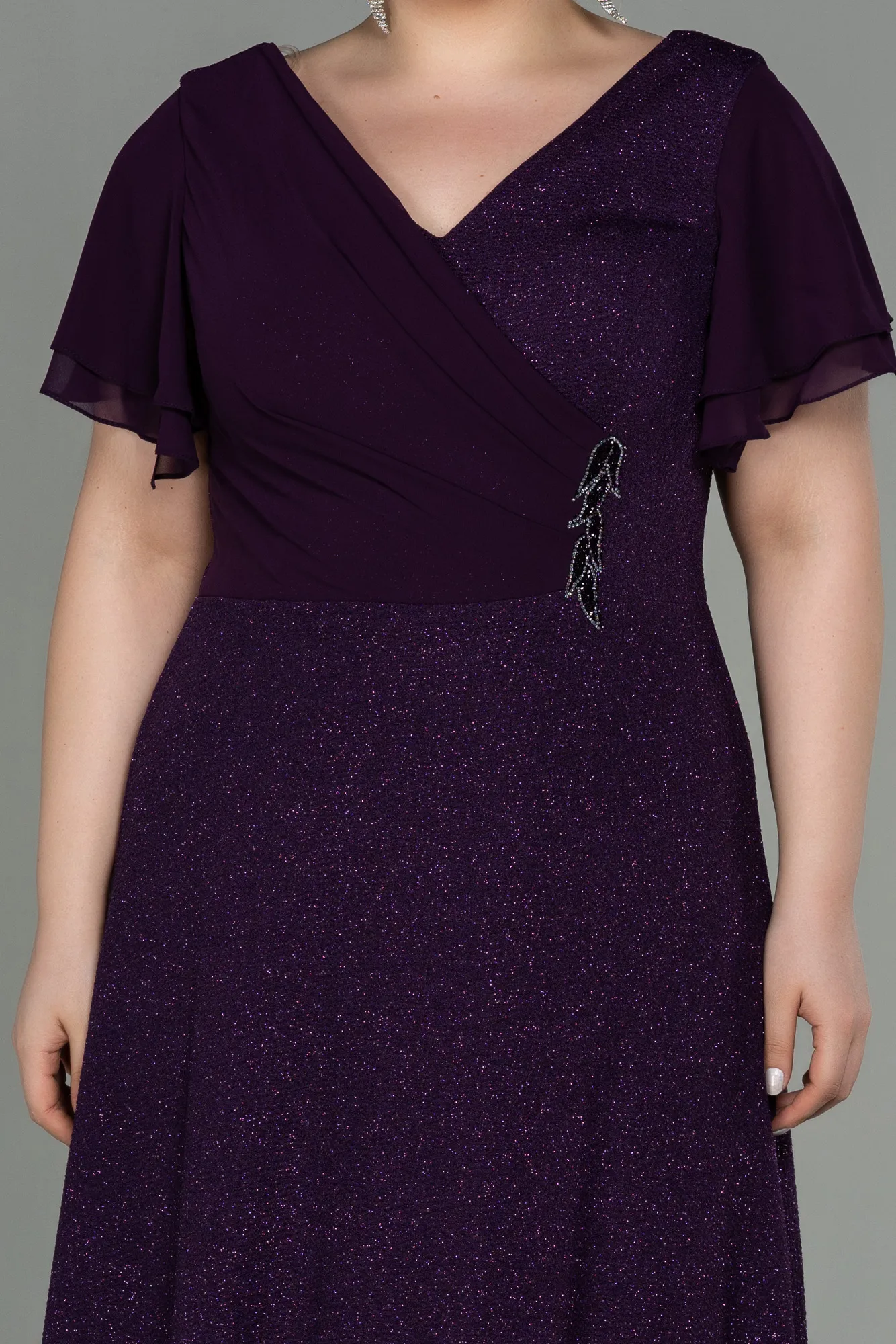 Purple-Long Plus Size Evening Dress ABU3019