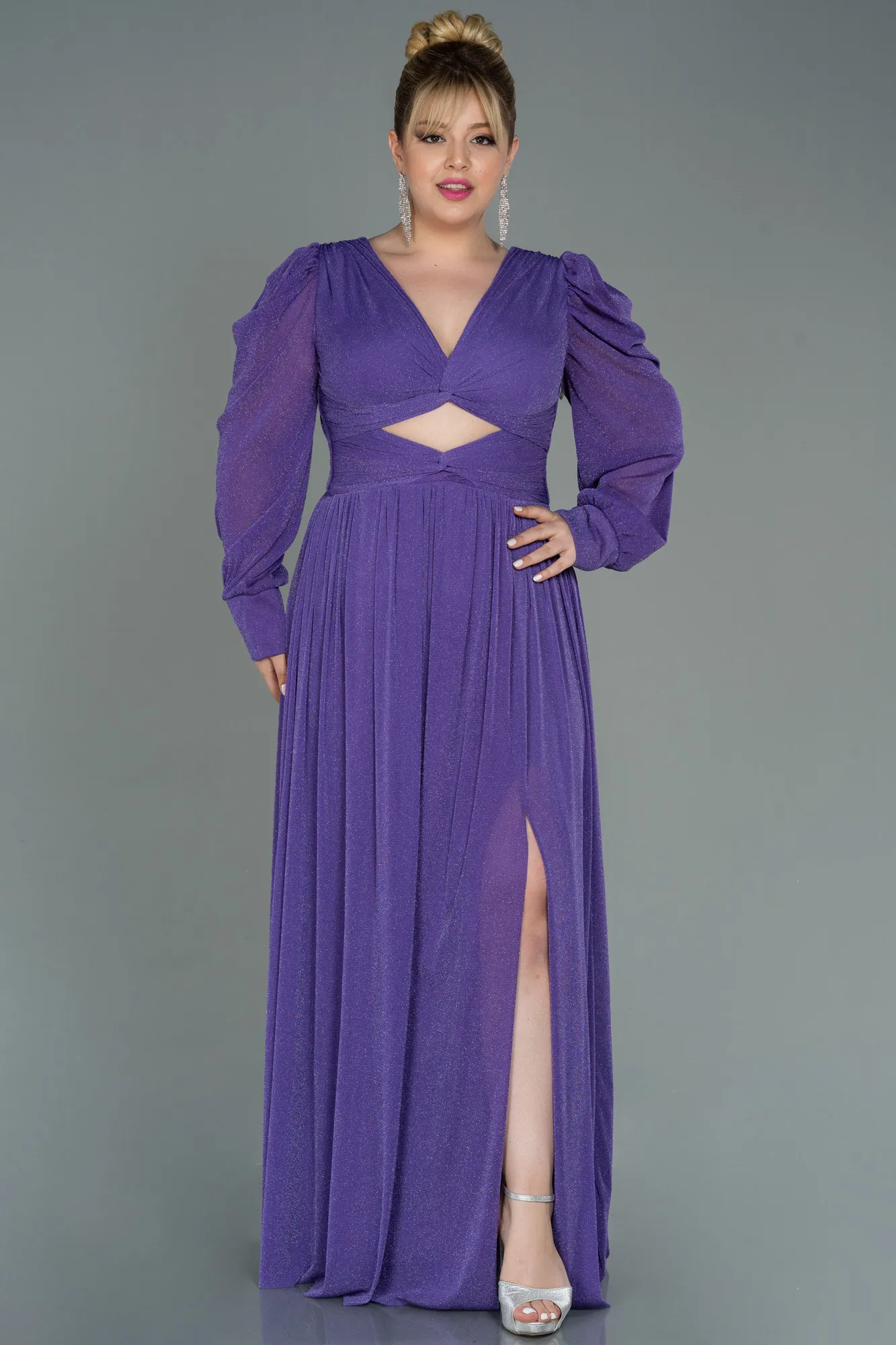 Purple-Long Plus Size Evening Dress ABU3104