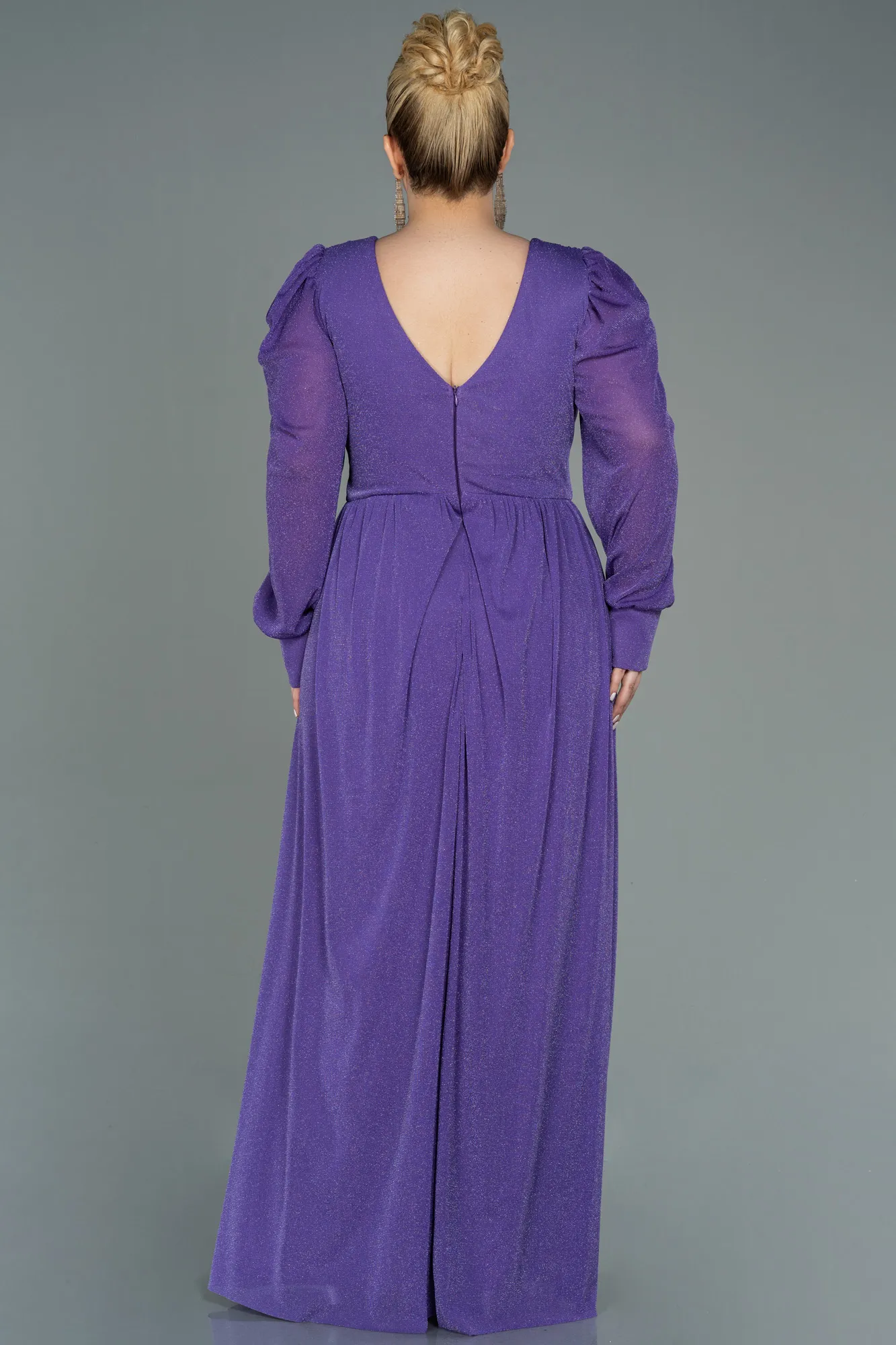 Purple-Long Plus Size Evening Dress ABU3104