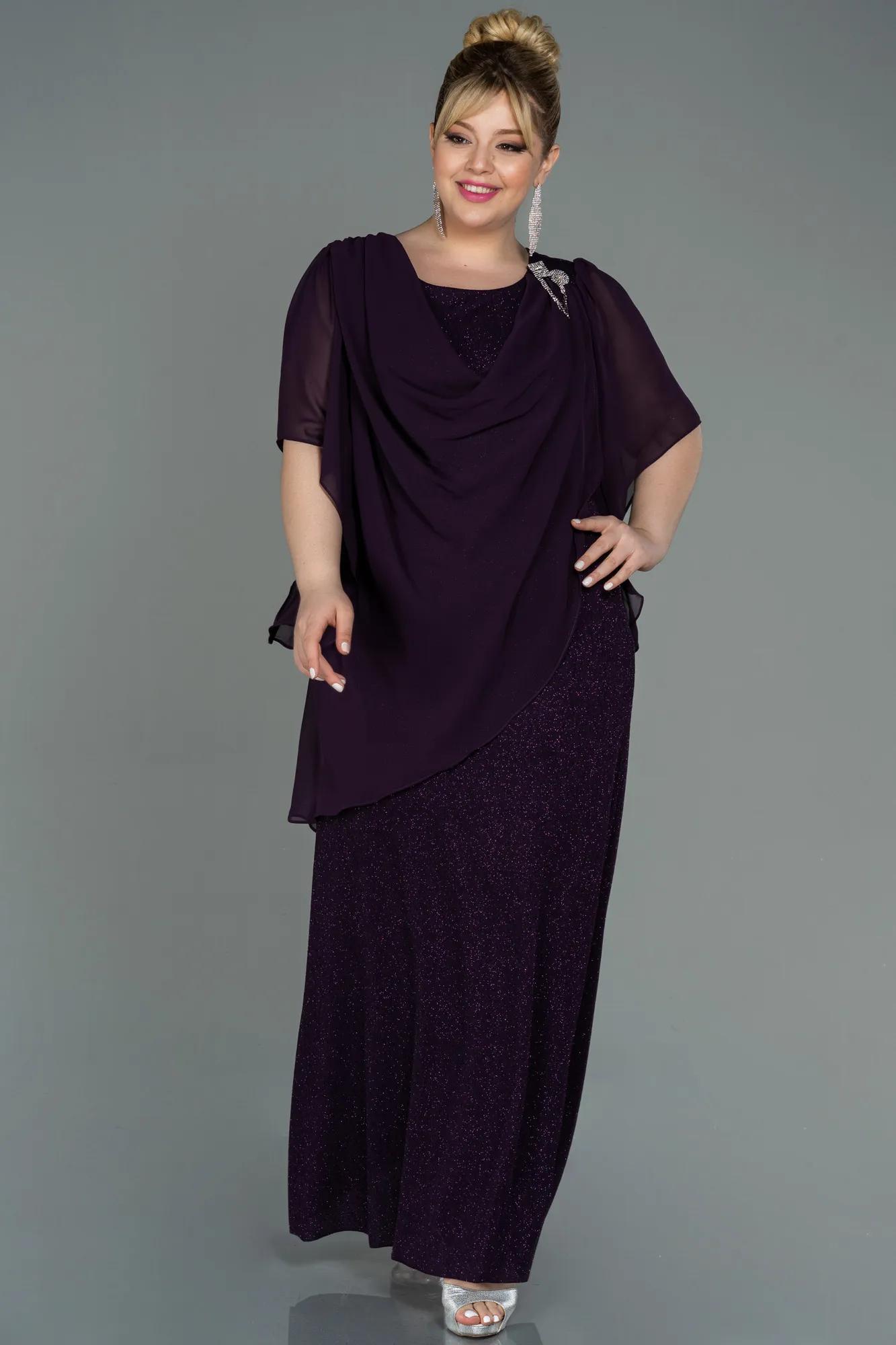 Purple-Long Plus Size Evening Dress ABU3124