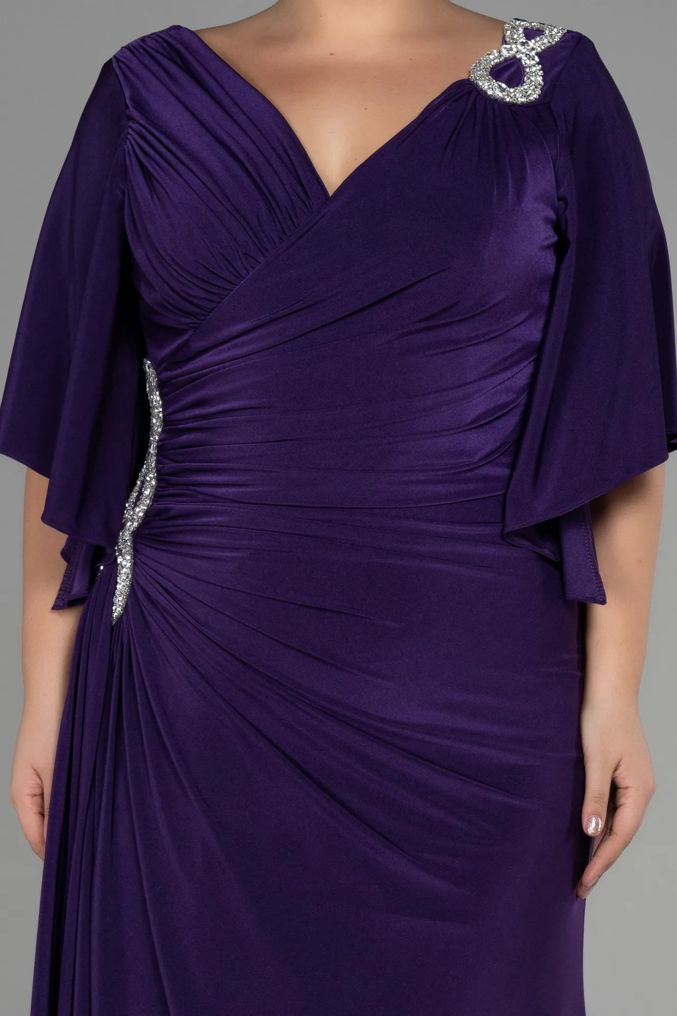 Purple-Long Plus Size Evening Dress ABU3173