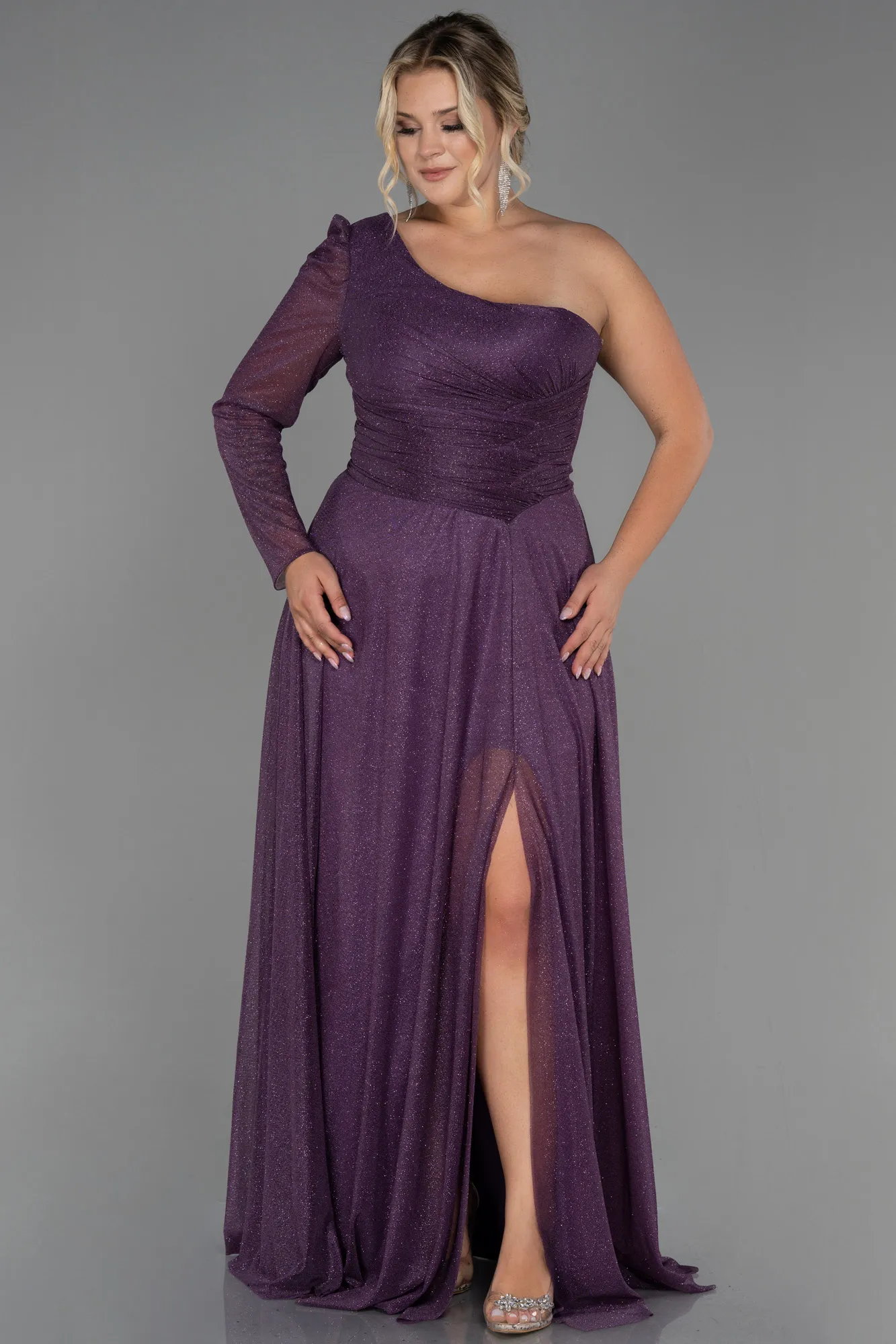 Purple-Long Plus Size Evening Dress ABU3210