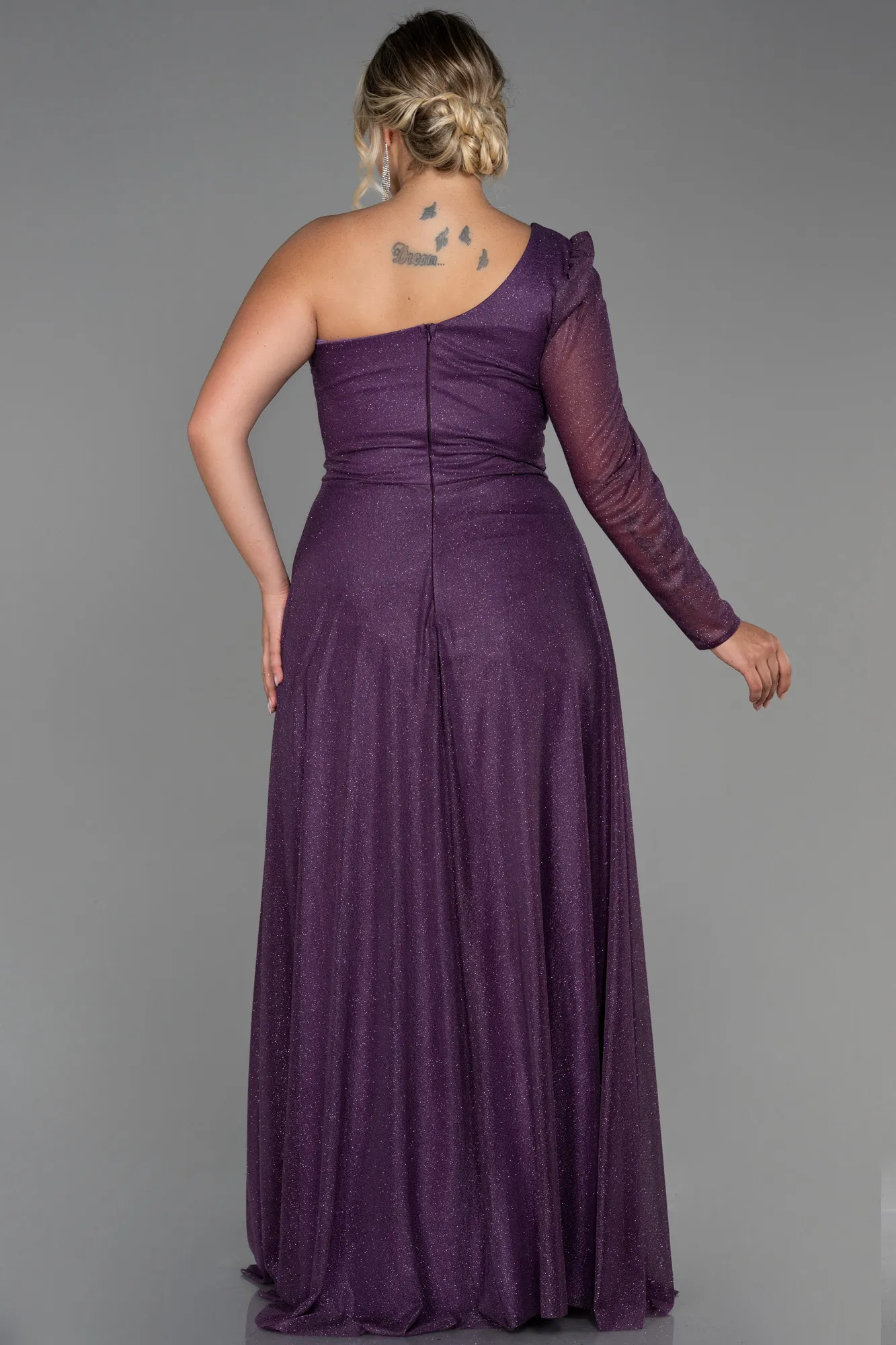 Purple-Long Plus Size Evening Dress ABU3210