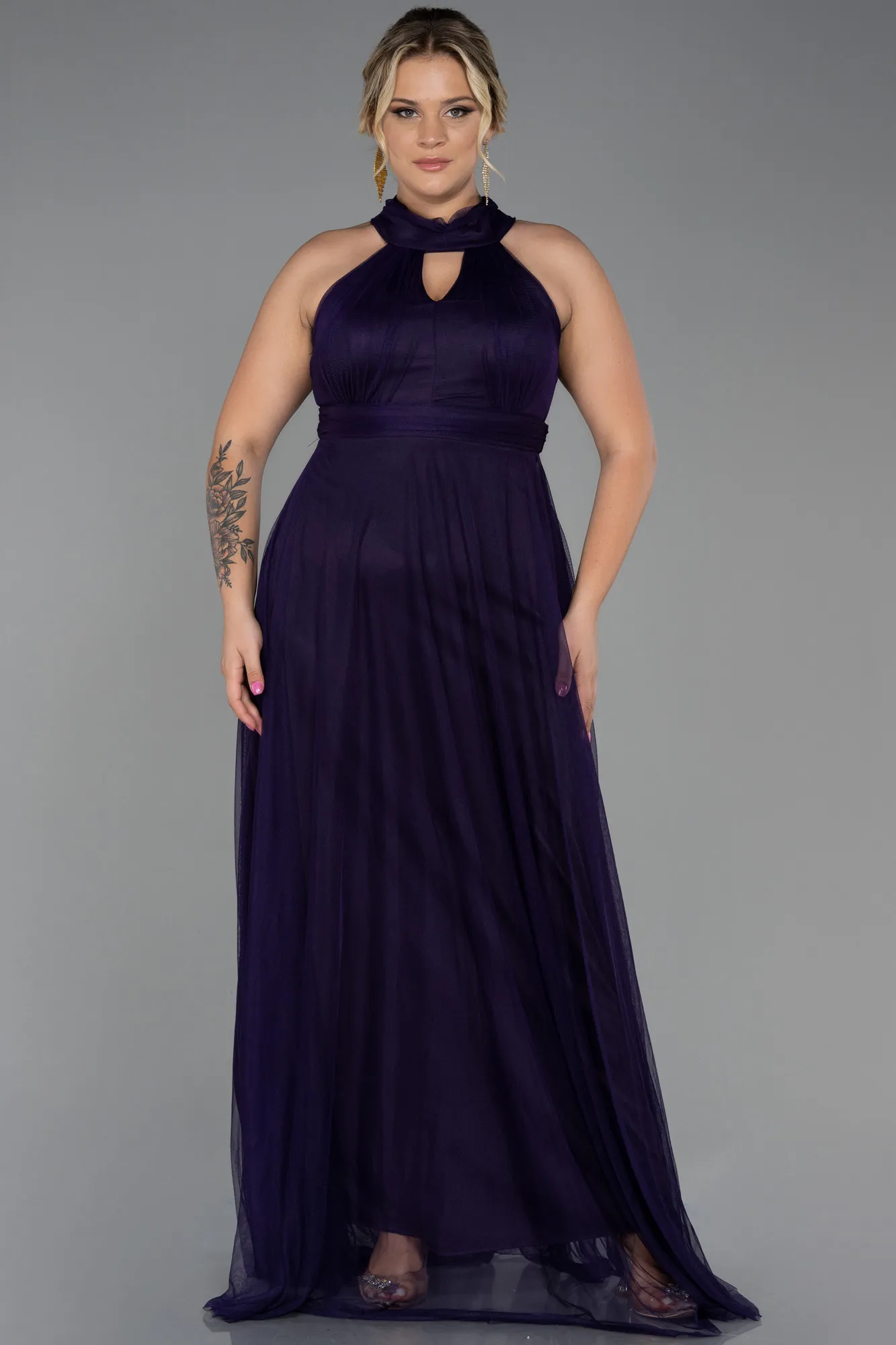 Purple-Long Plus Size Evening Dress ABU3253