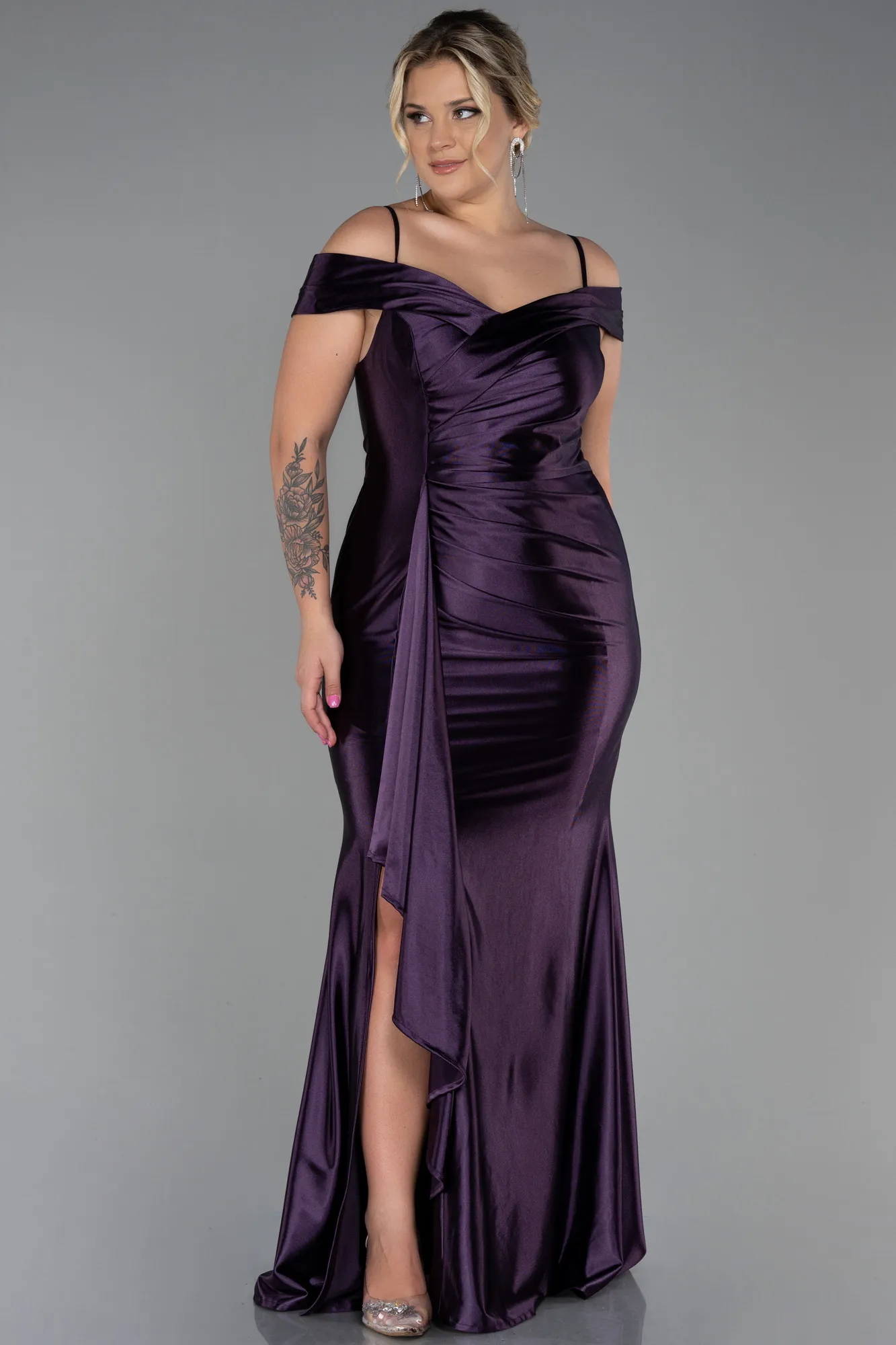 Purple-Long Plus Size Evening Dress ABU3255