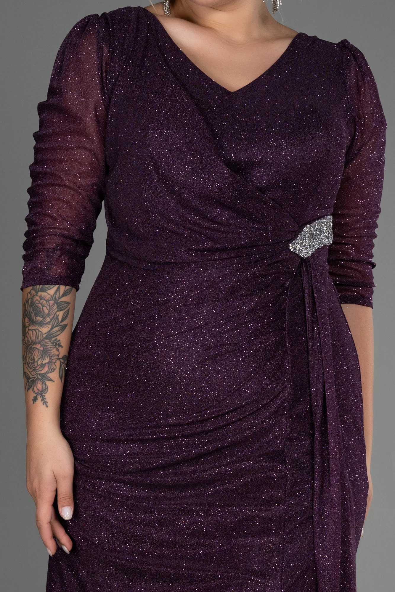 Purple-Long Plus Size Evening Dress ABU3279