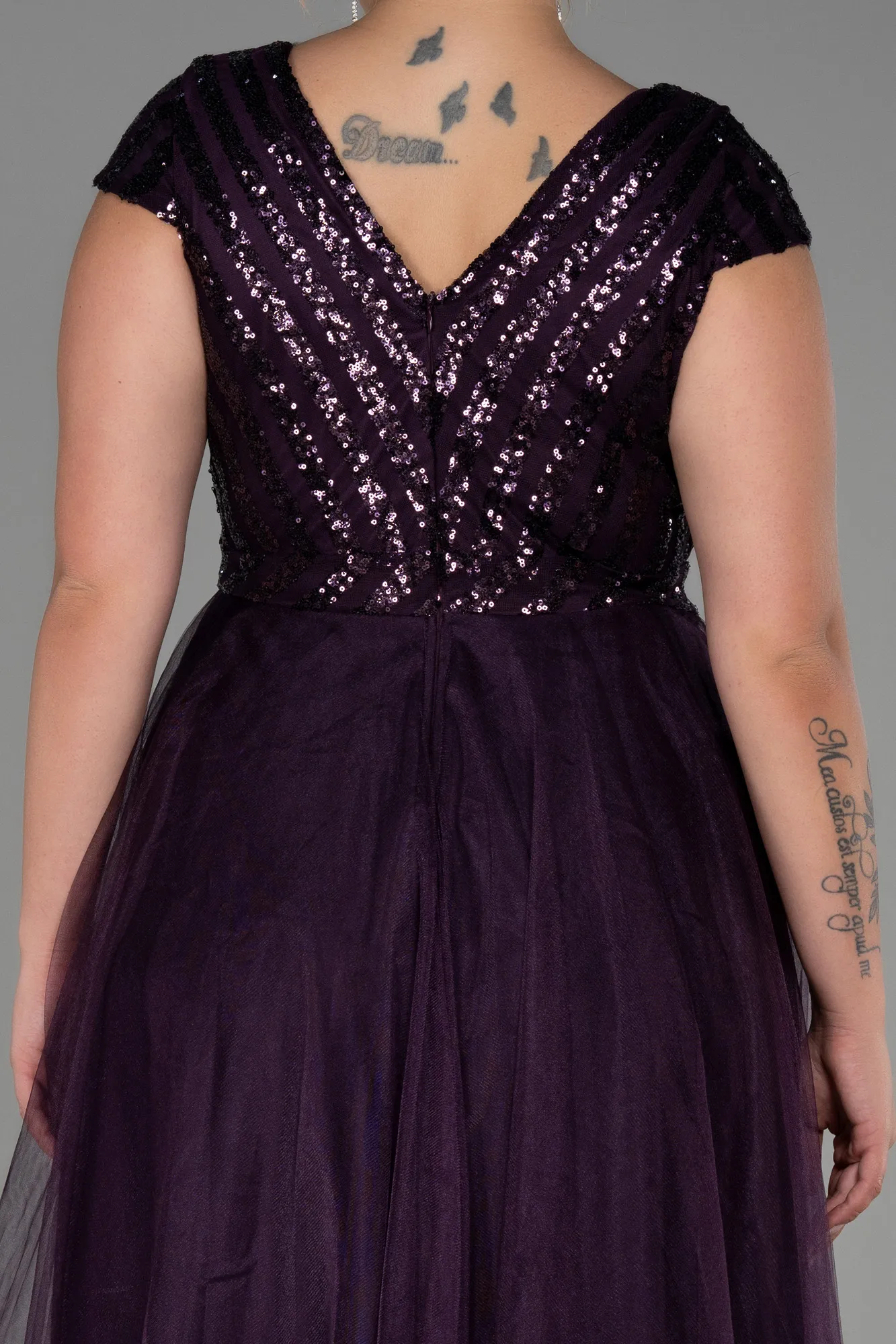 Purple-Long Plus Size Evening Dress ABU3281