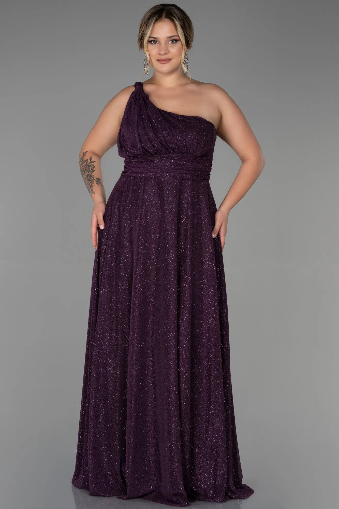 Purple-Long Plus Size Evening Dress ABU3289