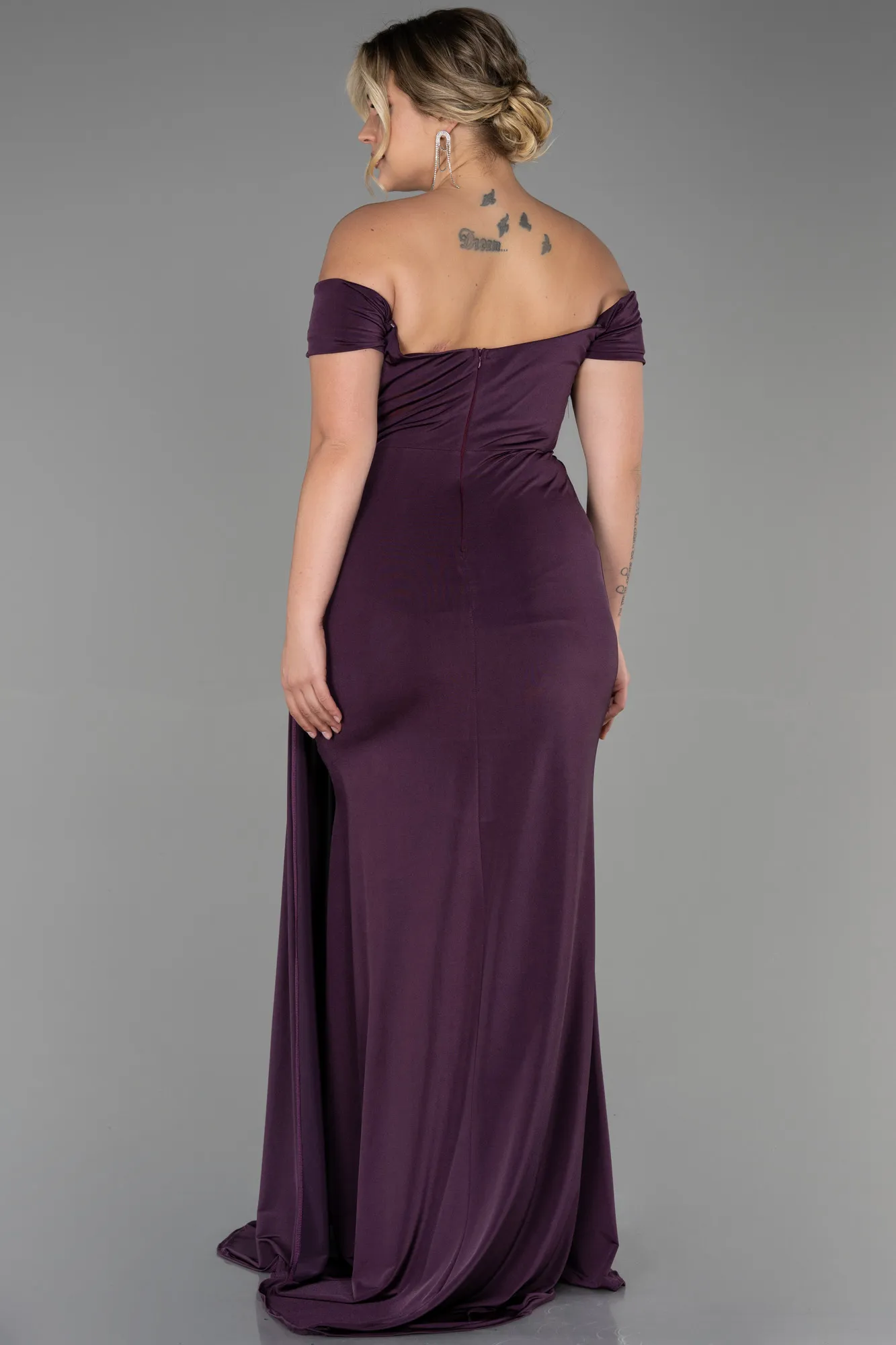 Purple-Long Plus Size Evening Dress ABU3339