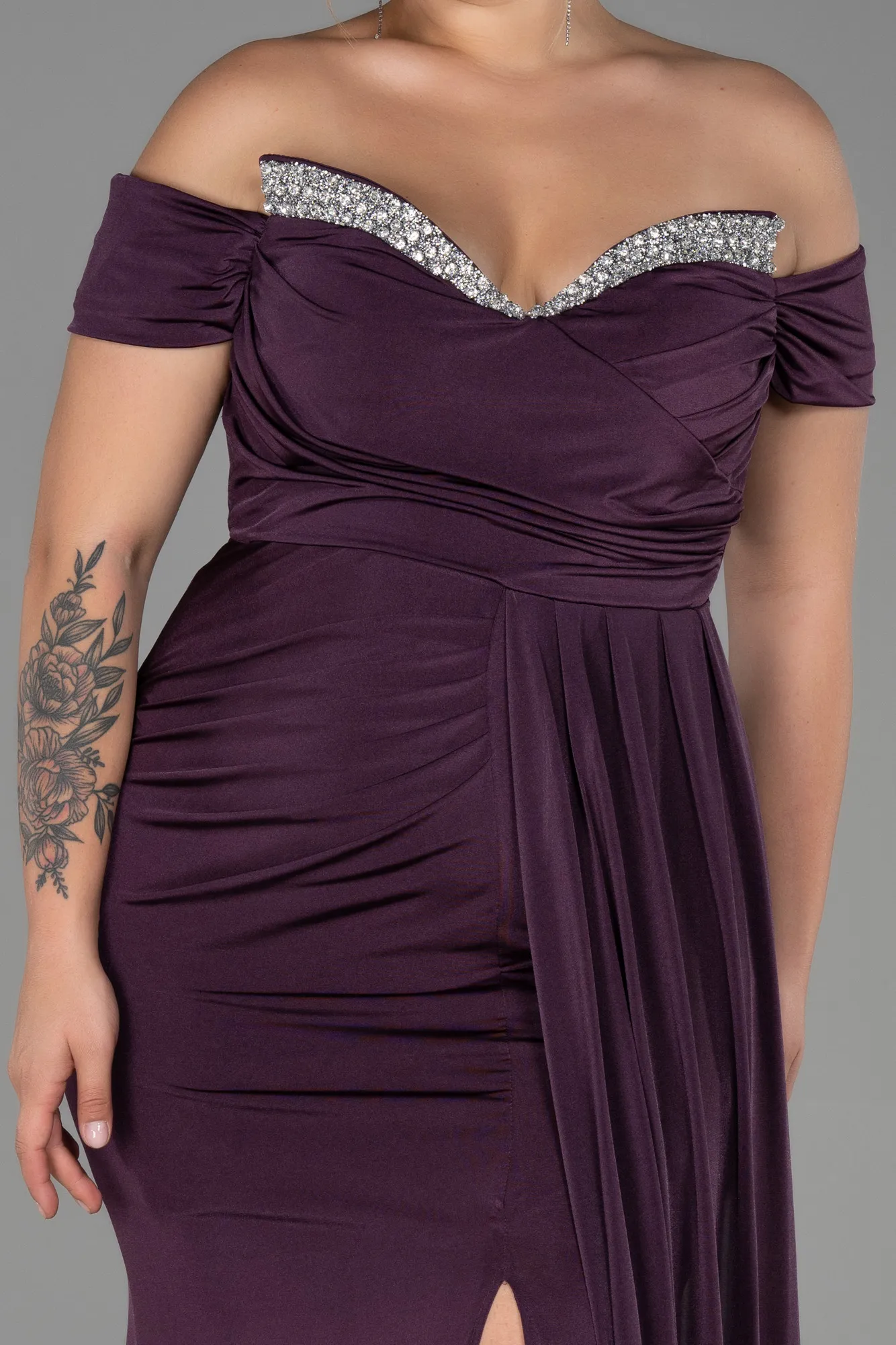 Purple-Long Plus Size Evening Dress ABU3339
