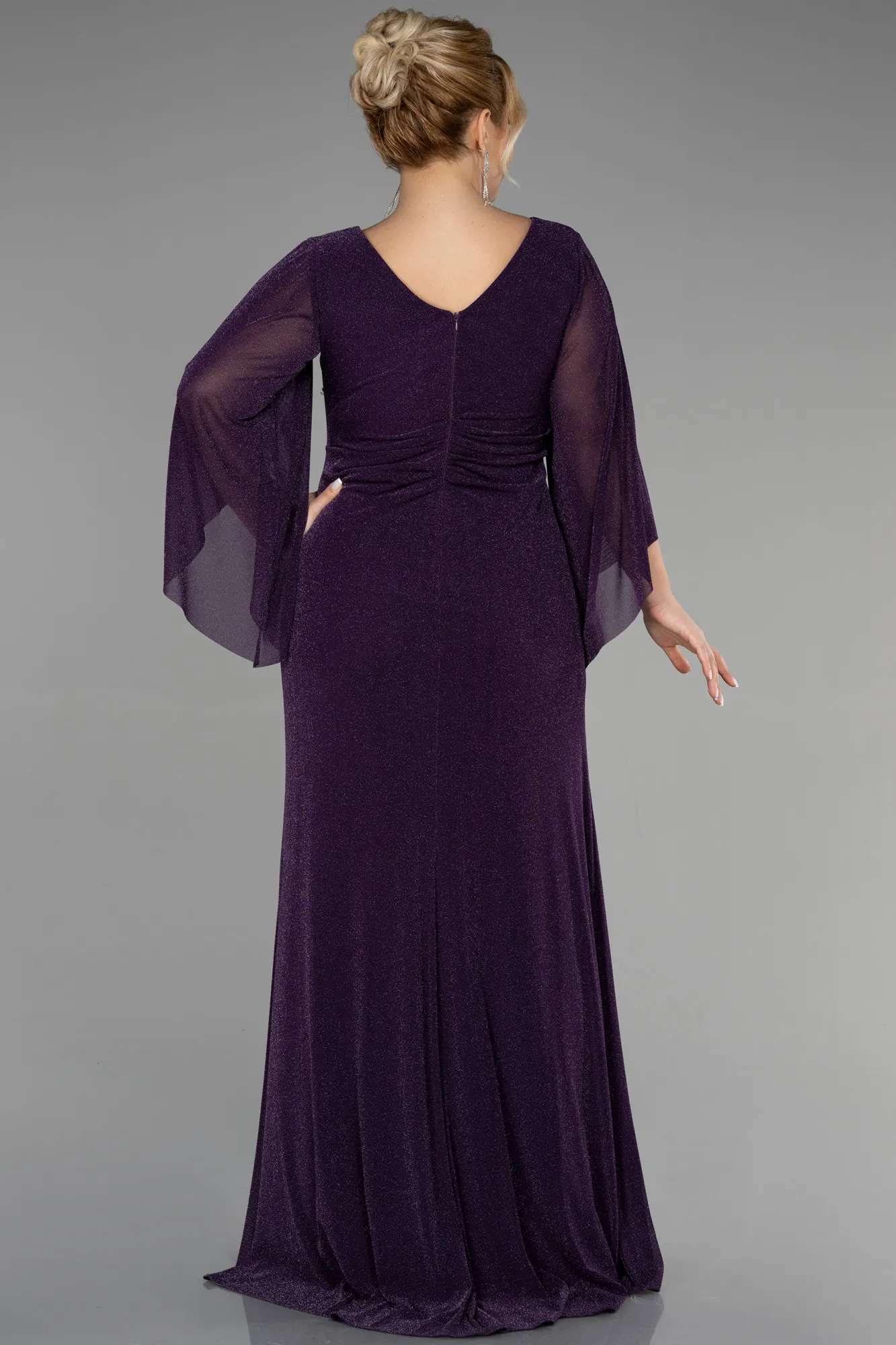 Purple-Long Plus Size Evening Dress ABU3486