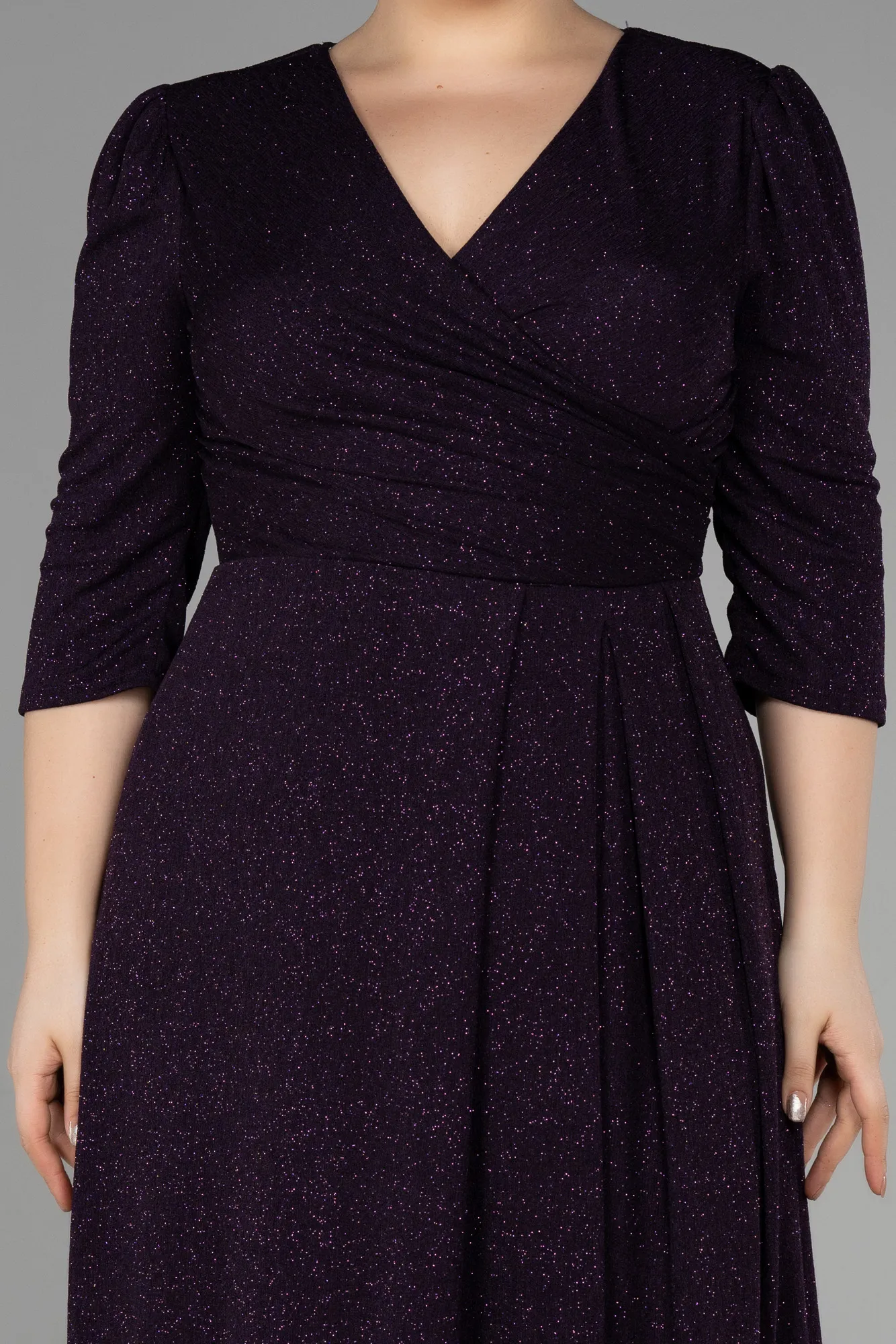 Purple-Long Plus Size Evening Dress ABU3504