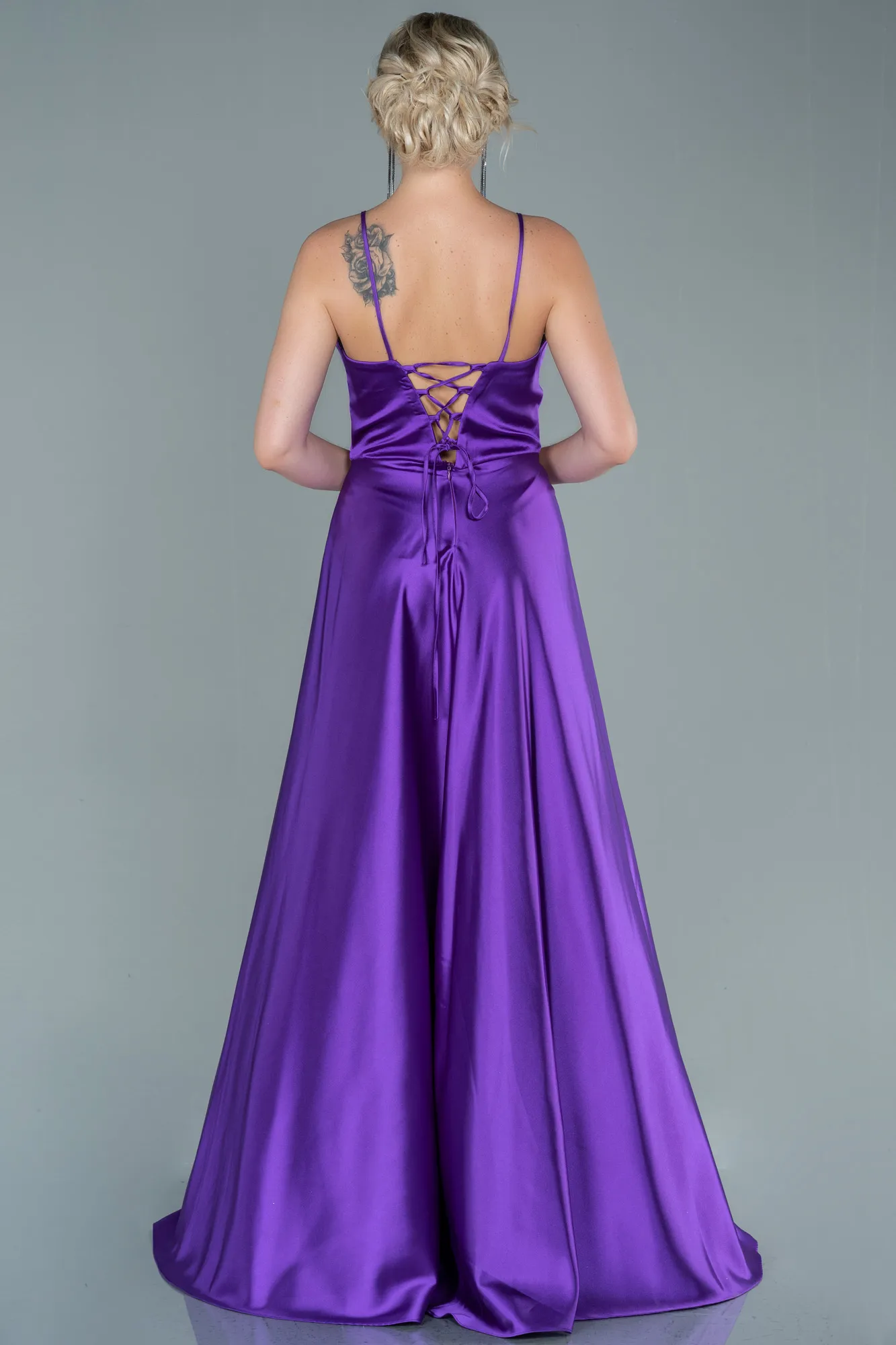 Purple-Long Satin Evening Dress ABU1458