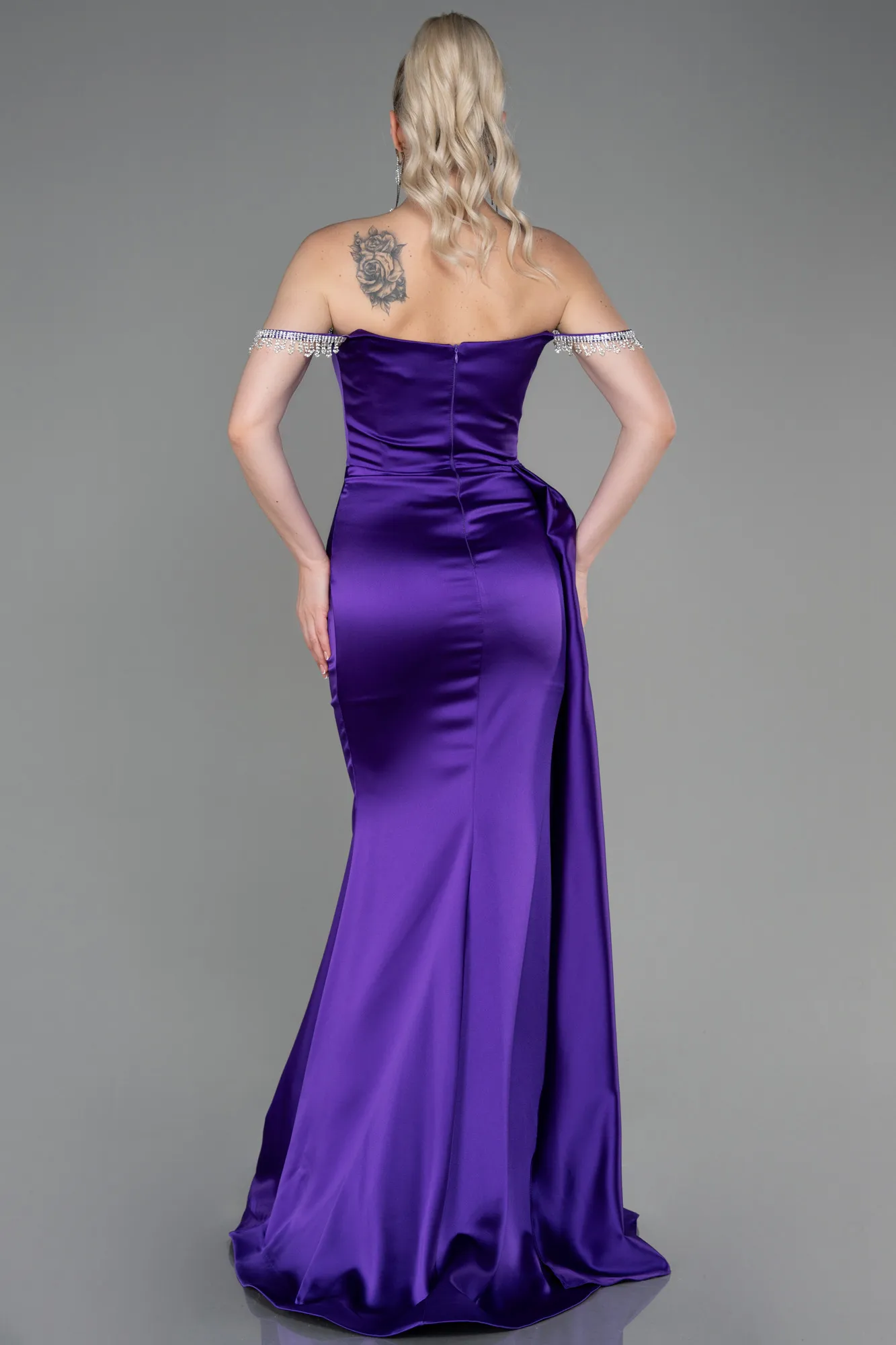 Purple-Long Satin Evening Dress ABU2618