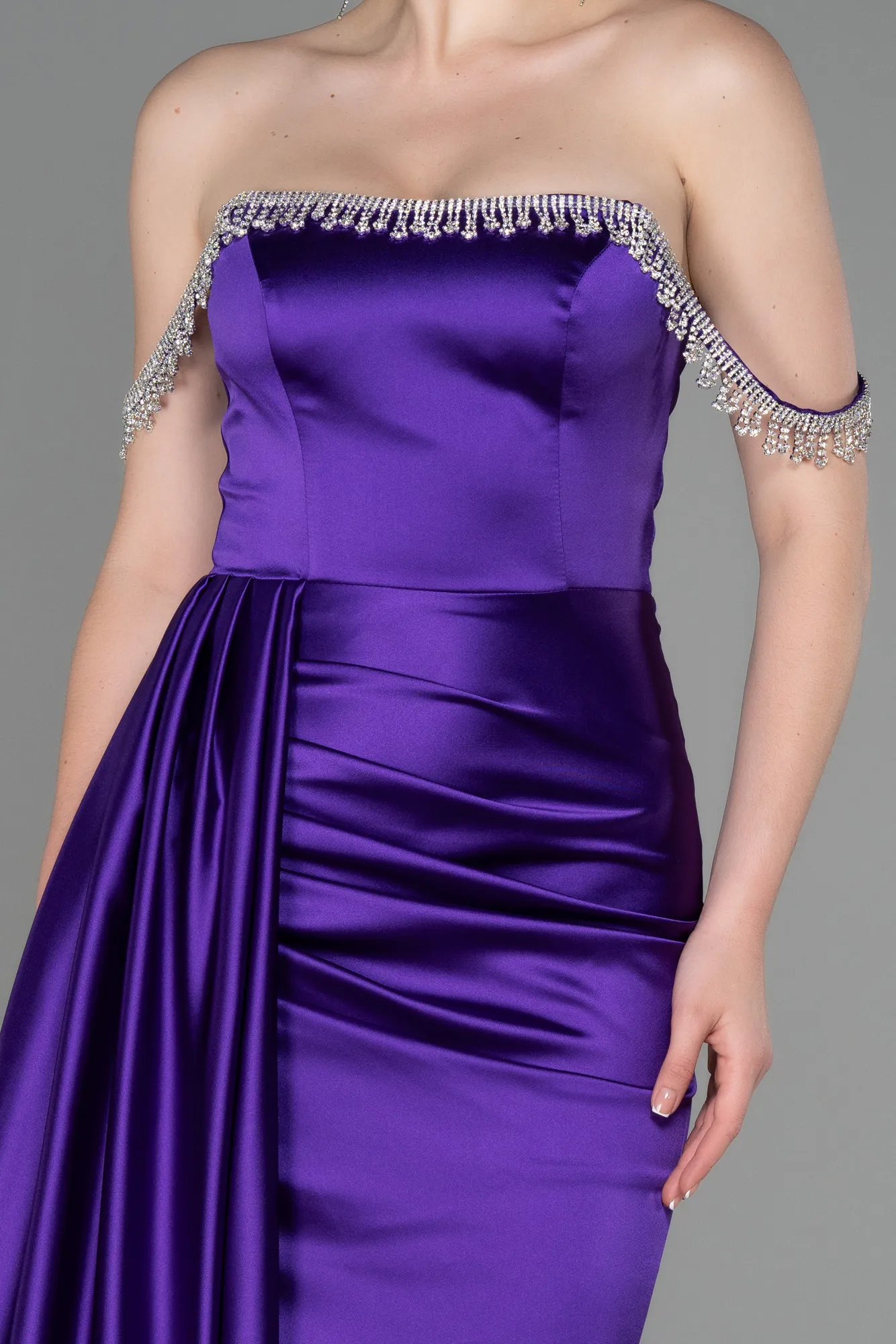 Purple-Long Satin Evening Dress ABU2618