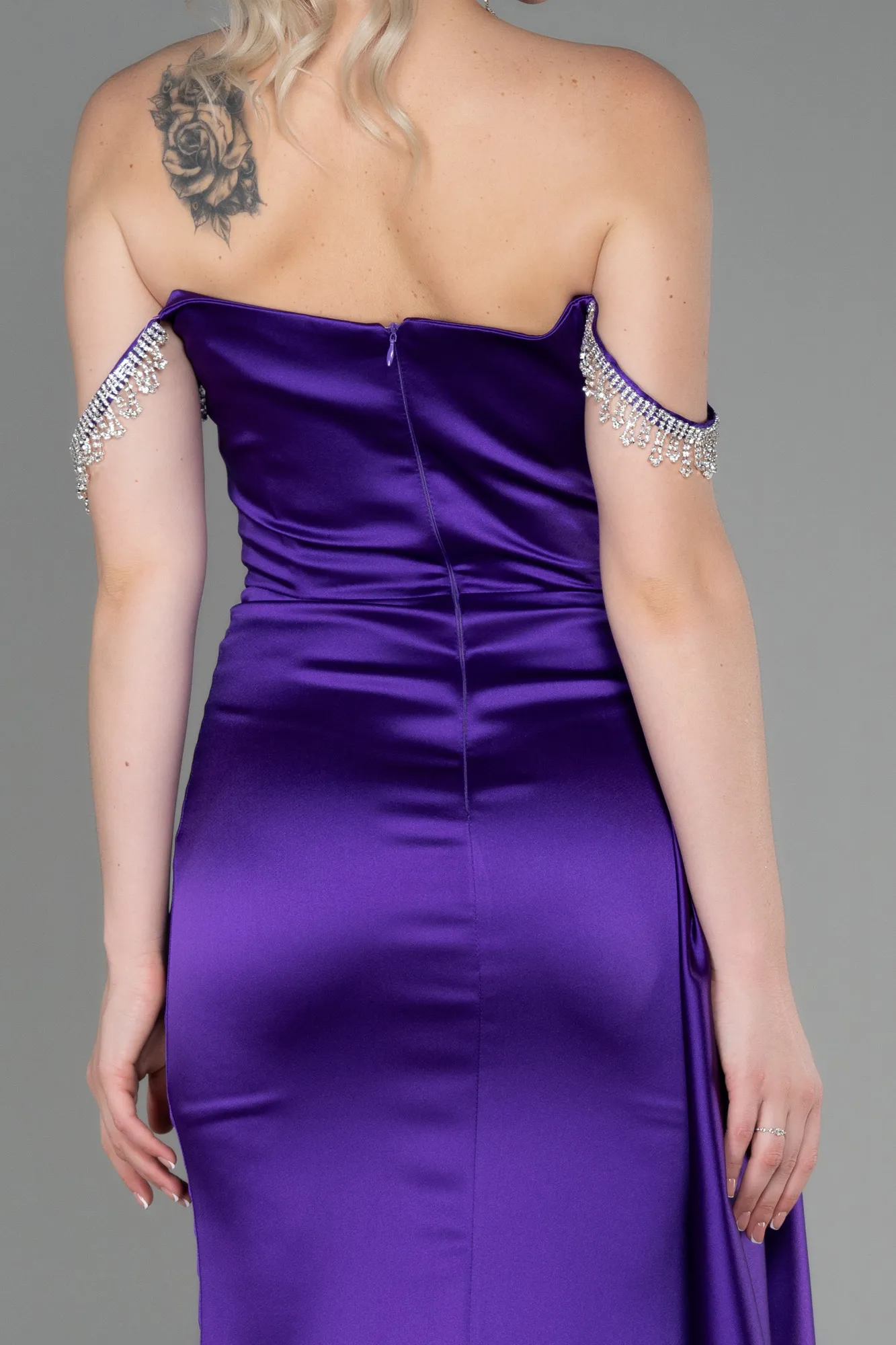 Purple-Long Satin Evening Dress ABU2618