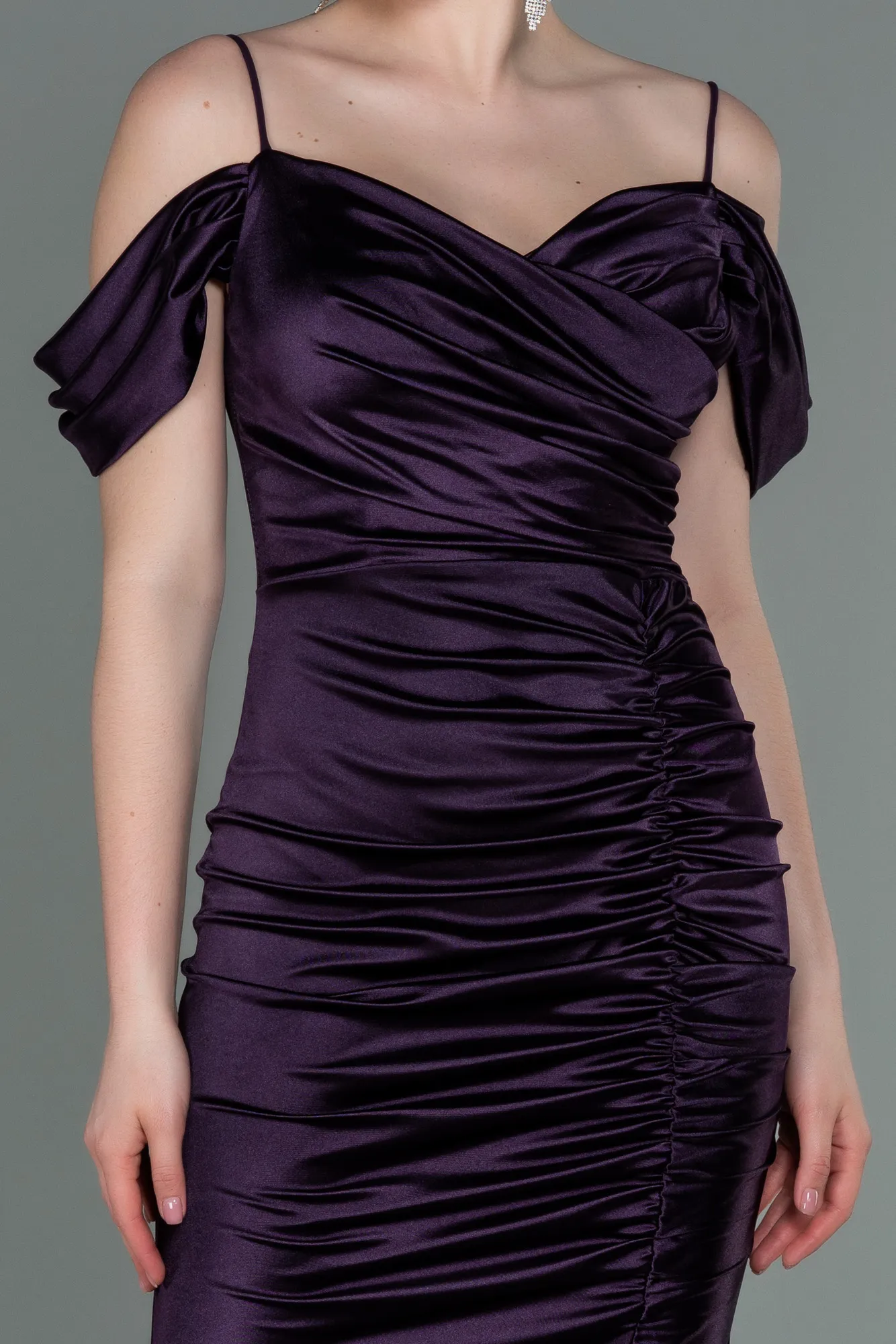 Purple-Long Satin Evening Dress ABU3139