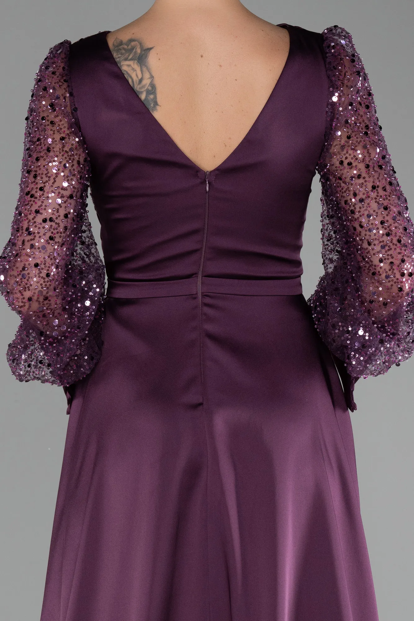 Purple-Long Satin Evening Dress ABU3143