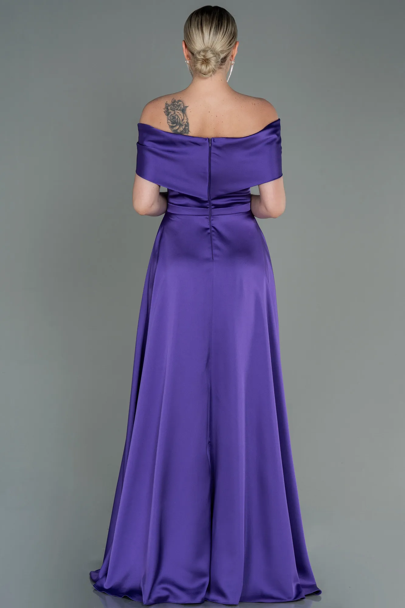 Purple-Long Satin Evening Dress ABU3197