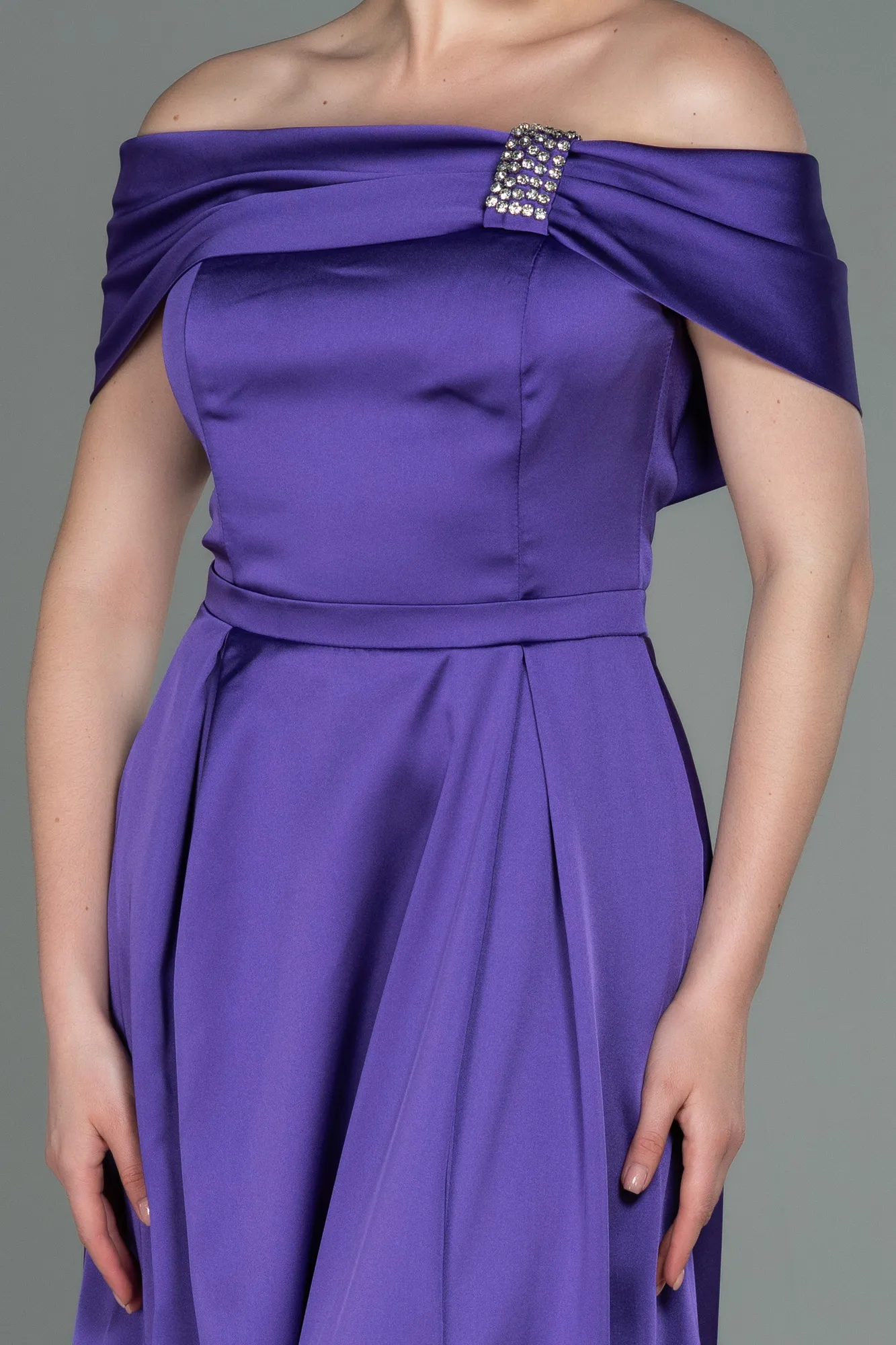 Purple-Long Satin Evening Dress ABU3197