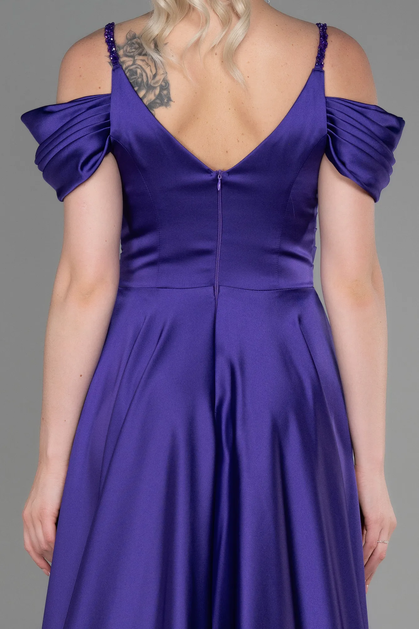 Purple-Long Satin Evening Dress ABU3226