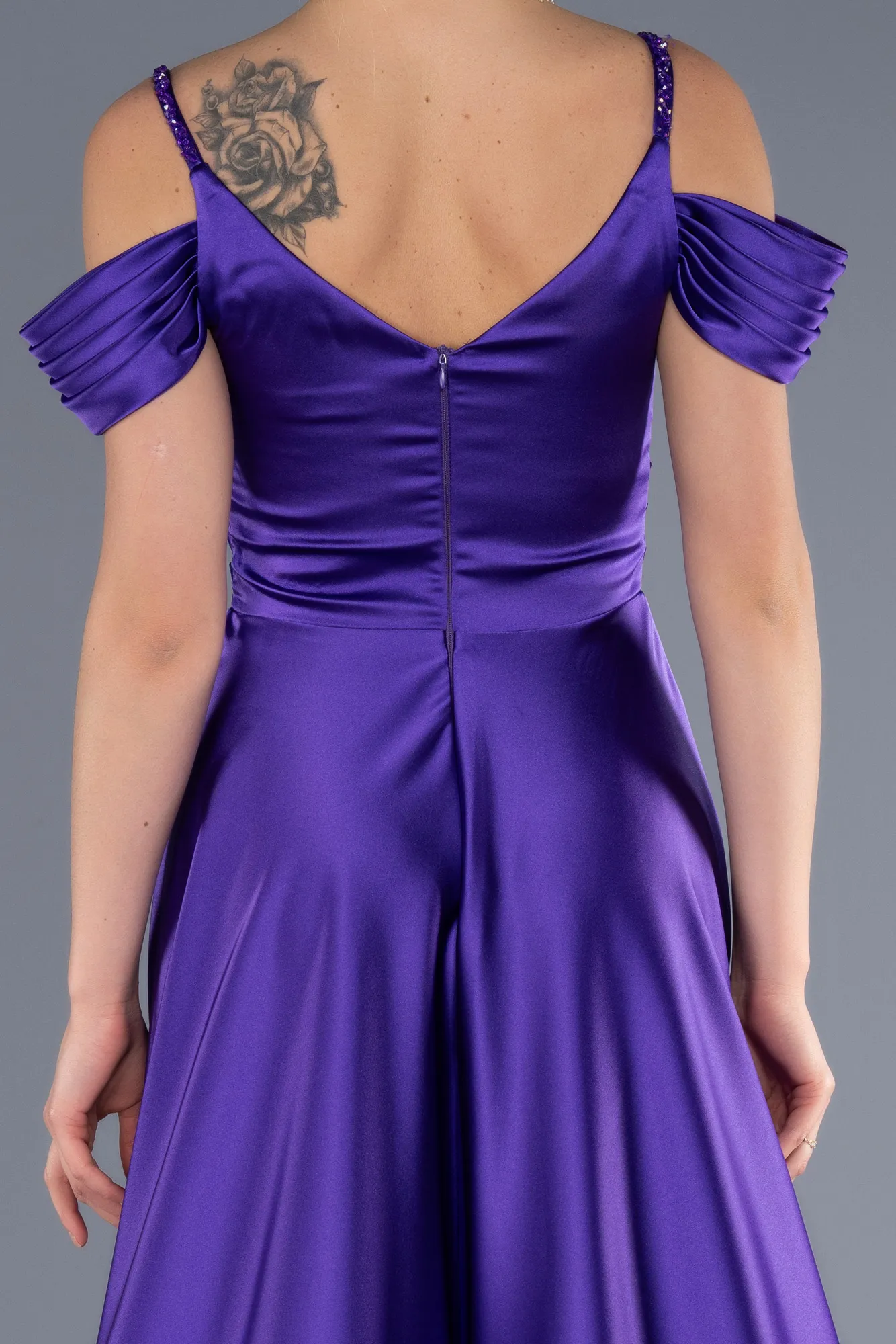 Purple-Long Satin Evening Dress ABU3678