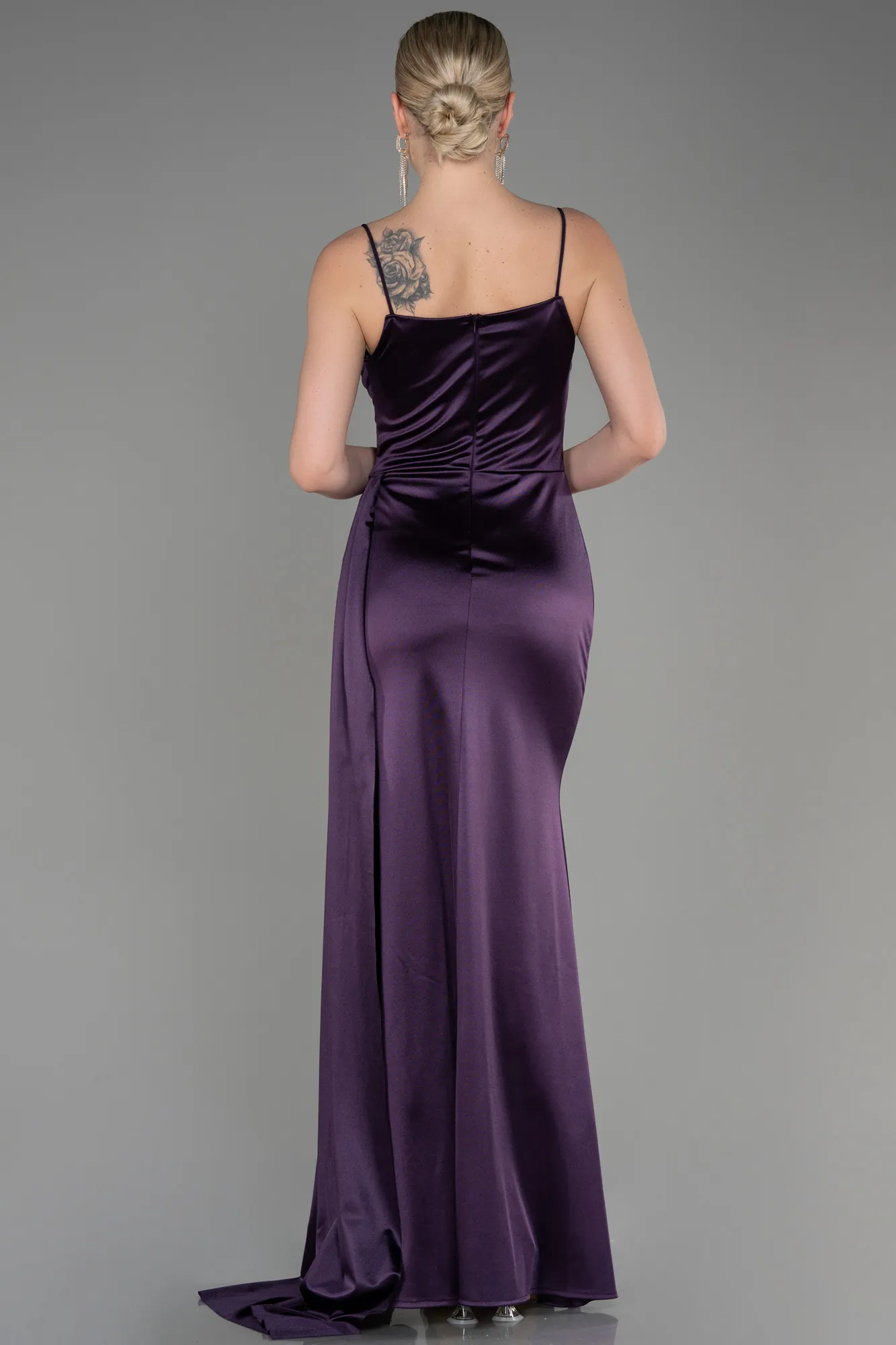 Purple-Long Satin Prom Gown ABU2539