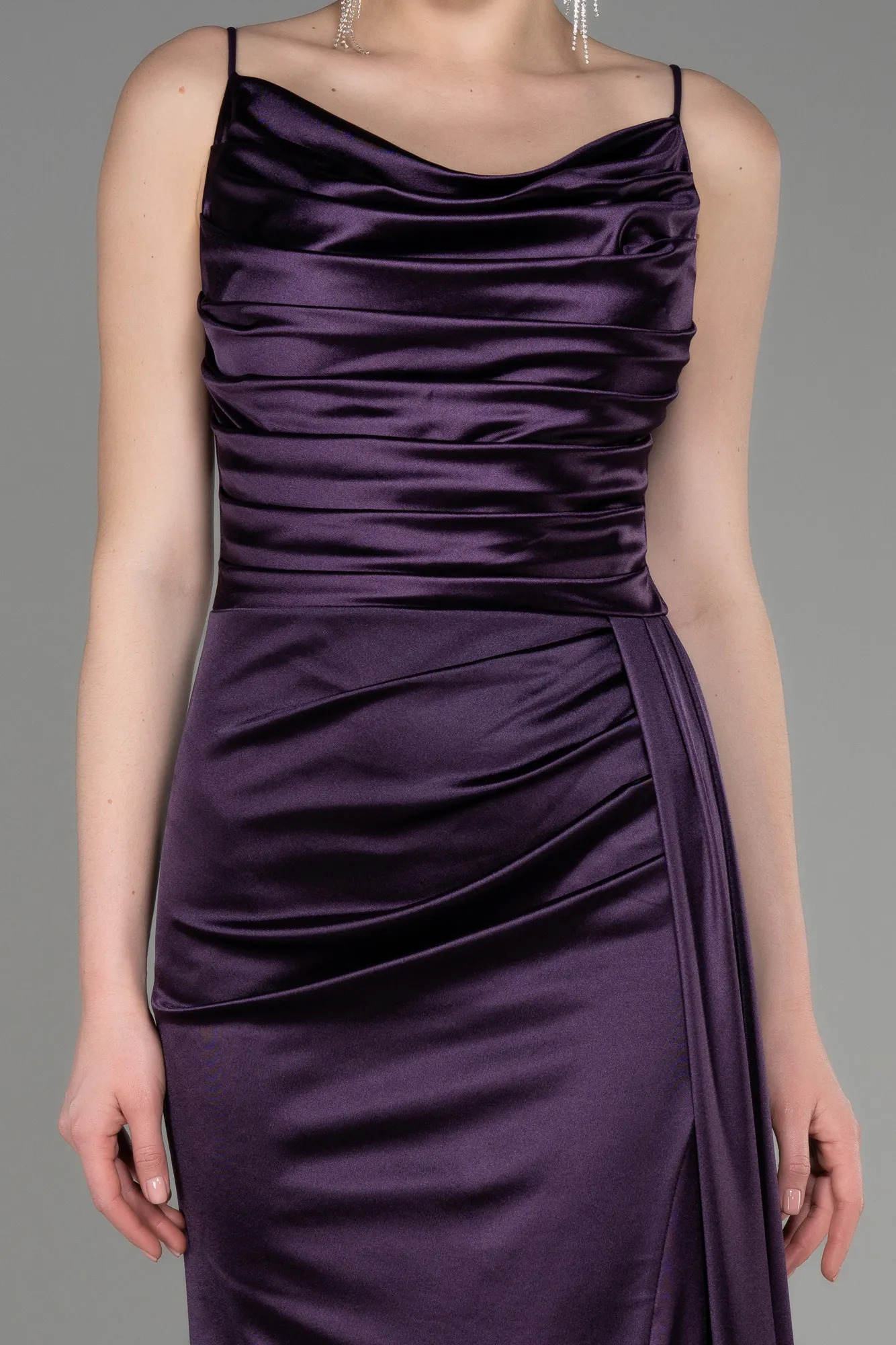 Purple-Long Satin Prom Gown ABU2539