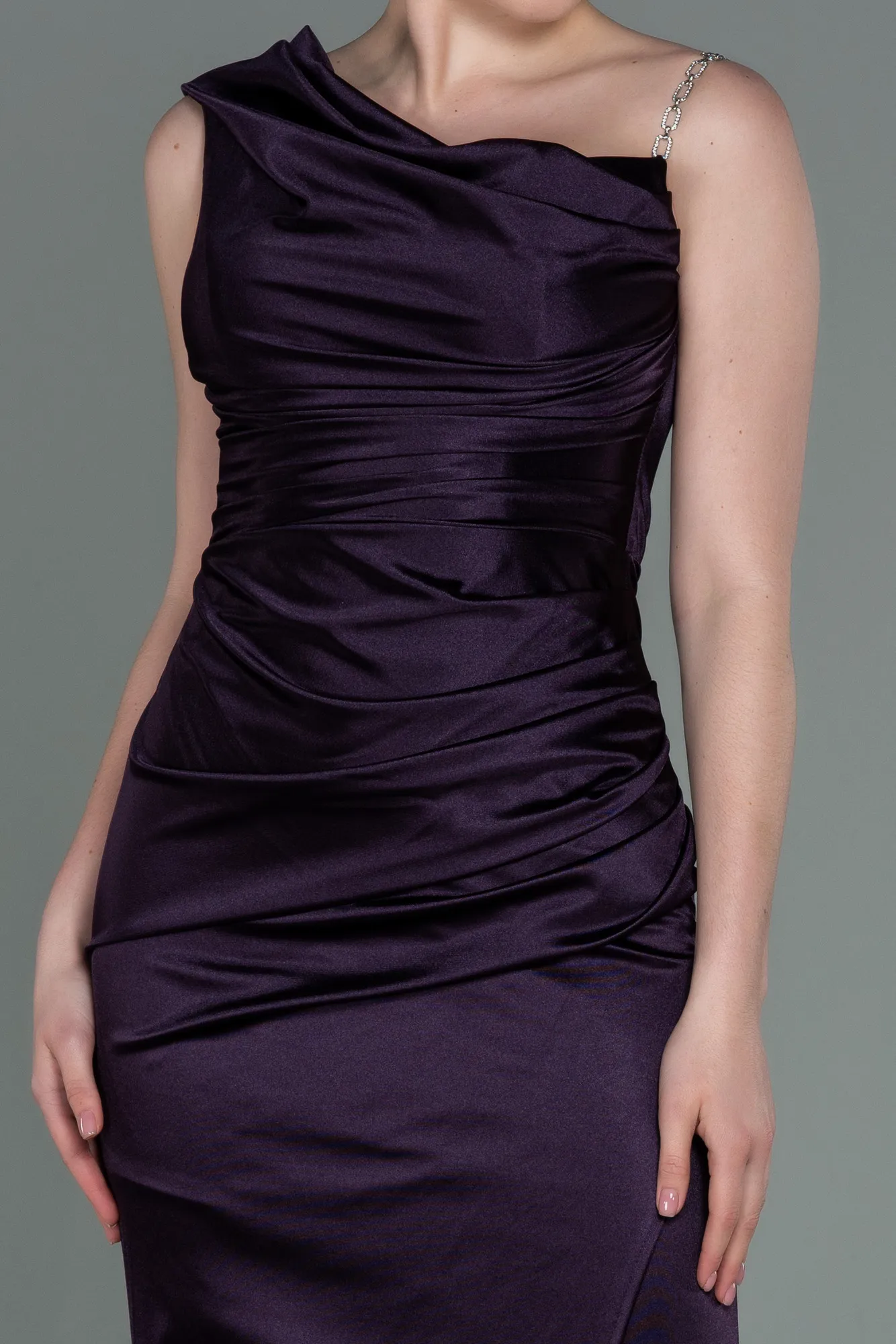 Purple-Long Satin Prom Gown ABU3138