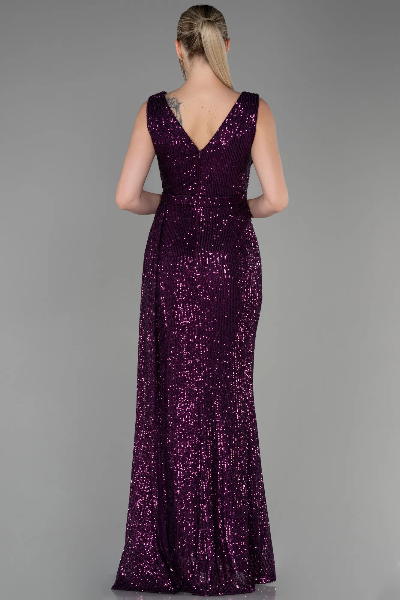Purple-Long Scaly Evening Dress ABU3201