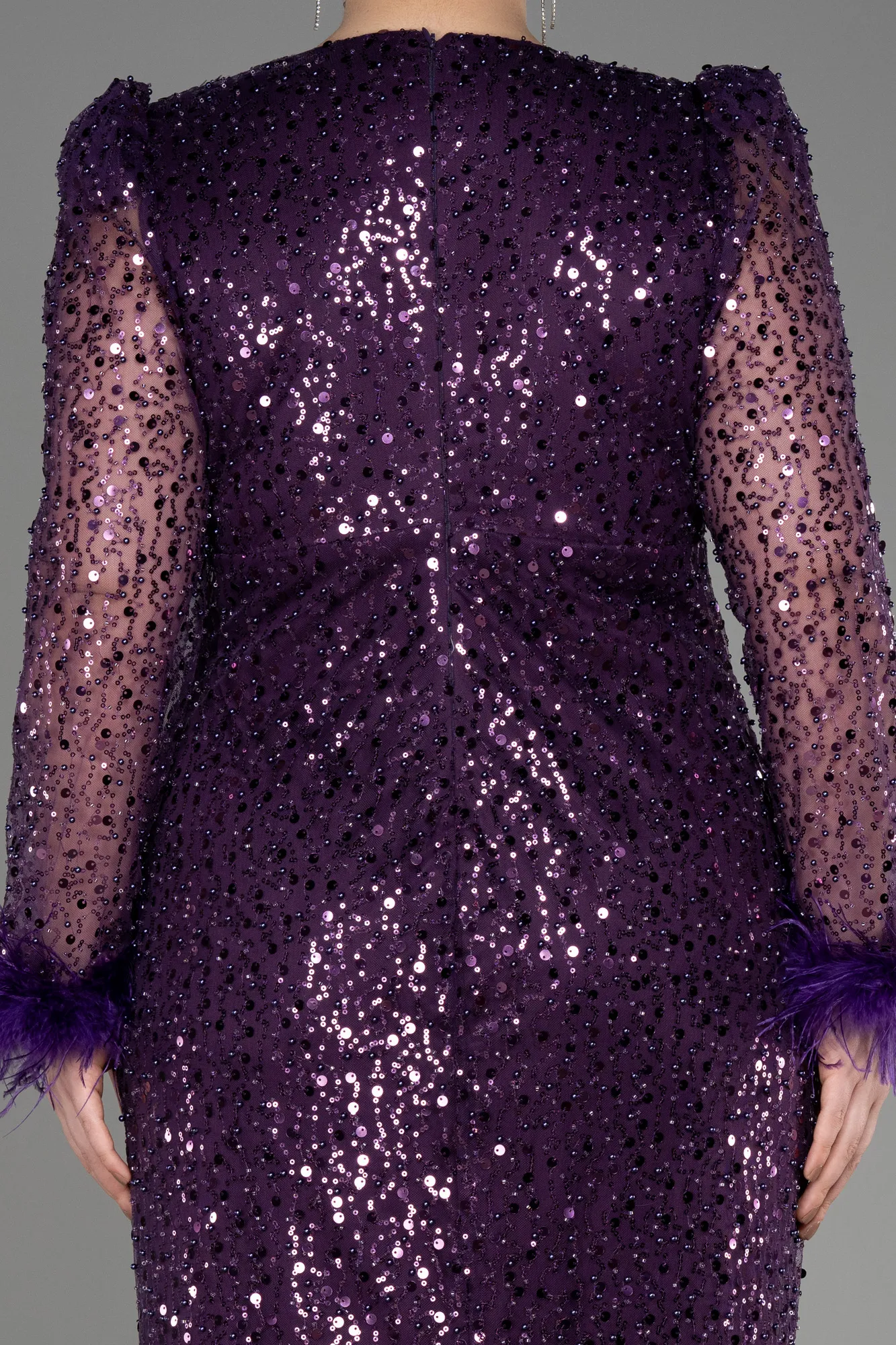 Purple-Long Scaly Plus Size Engagement Dress ABU3790
