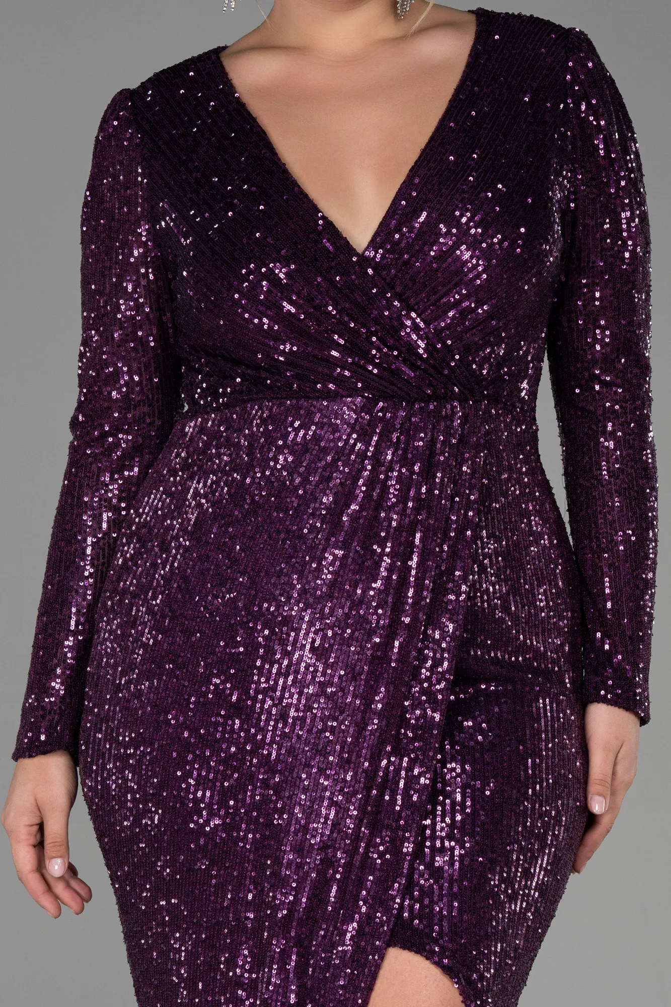 Purple-Long Scaly Plus Size Evening Dress ABU3340