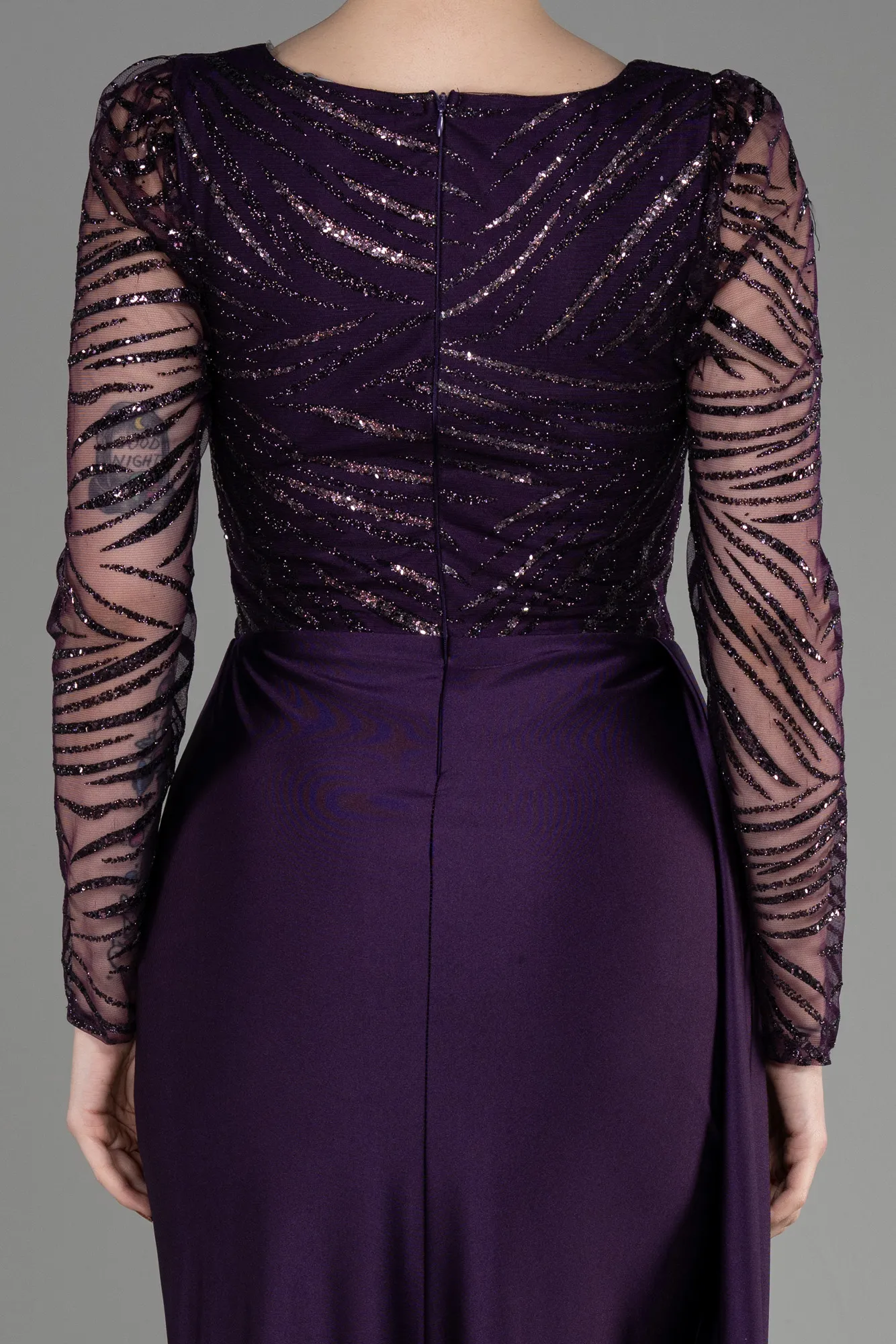 Purple-Long Sleeve Evening Dress ABU3834