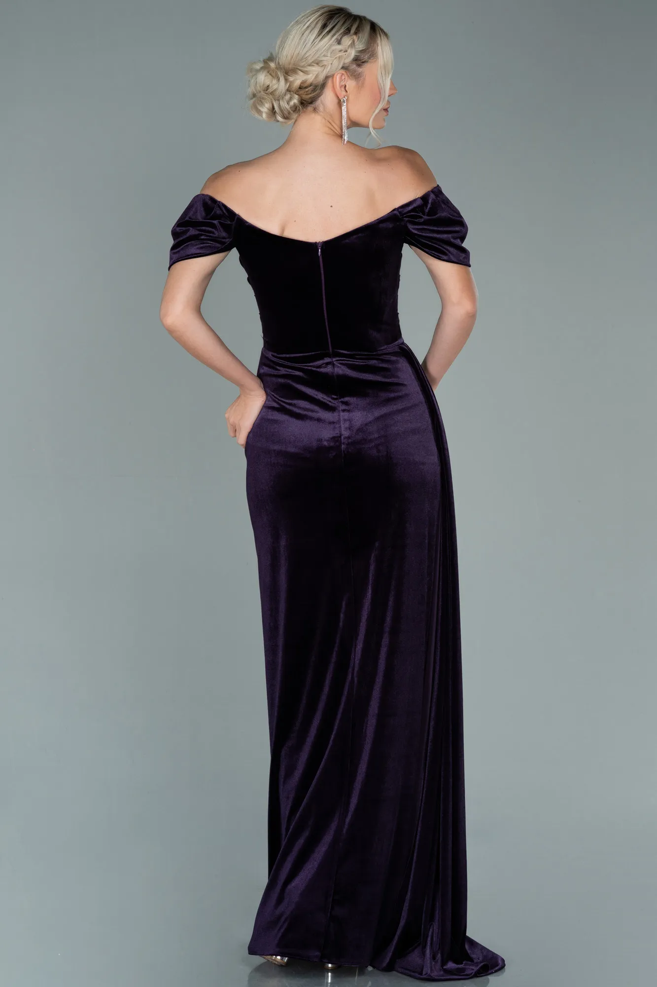 Purple-Long Velvet Evening Dress ABU1990