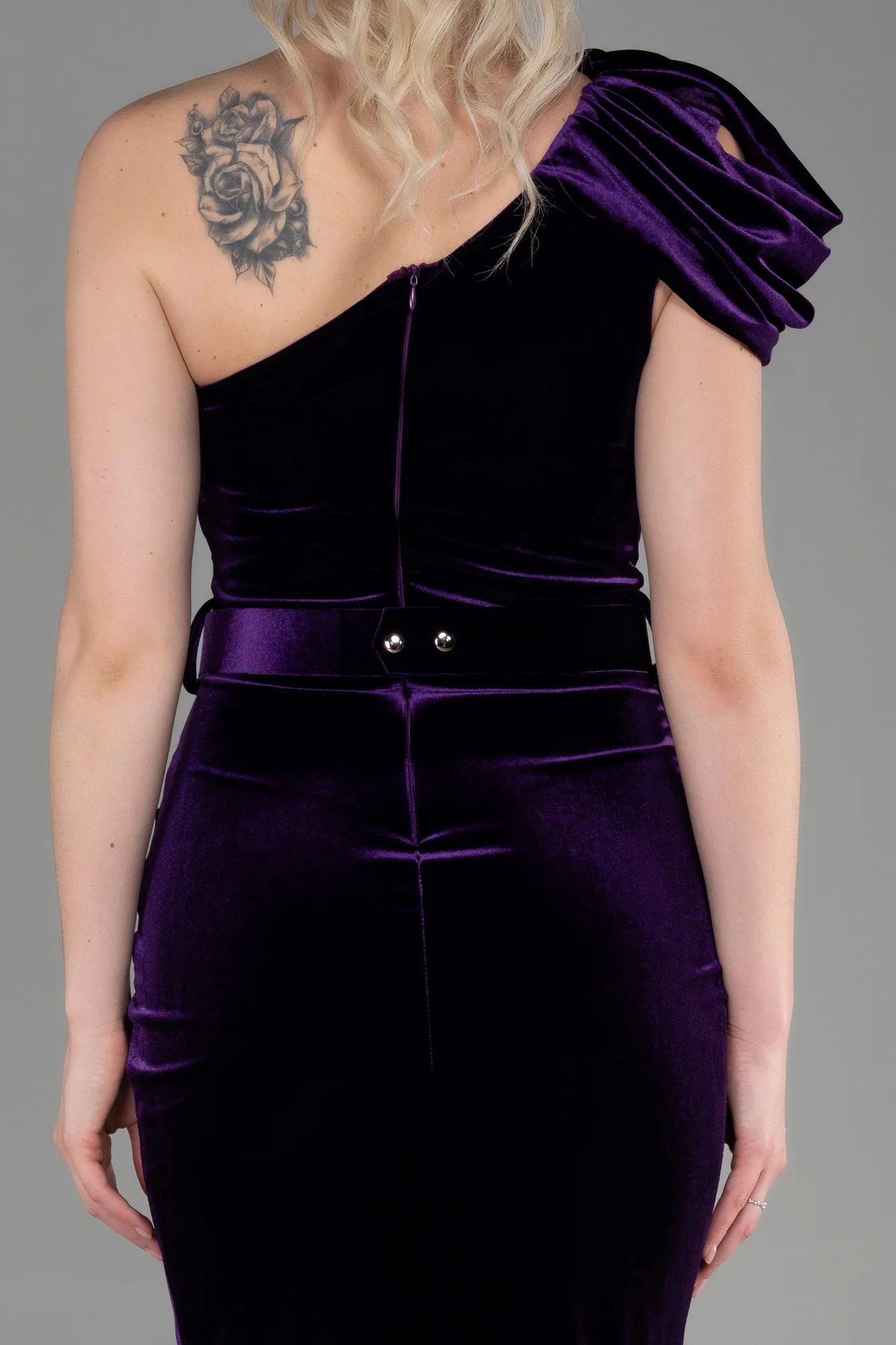 Purple-Long Velvet Evening Dress ABU3350