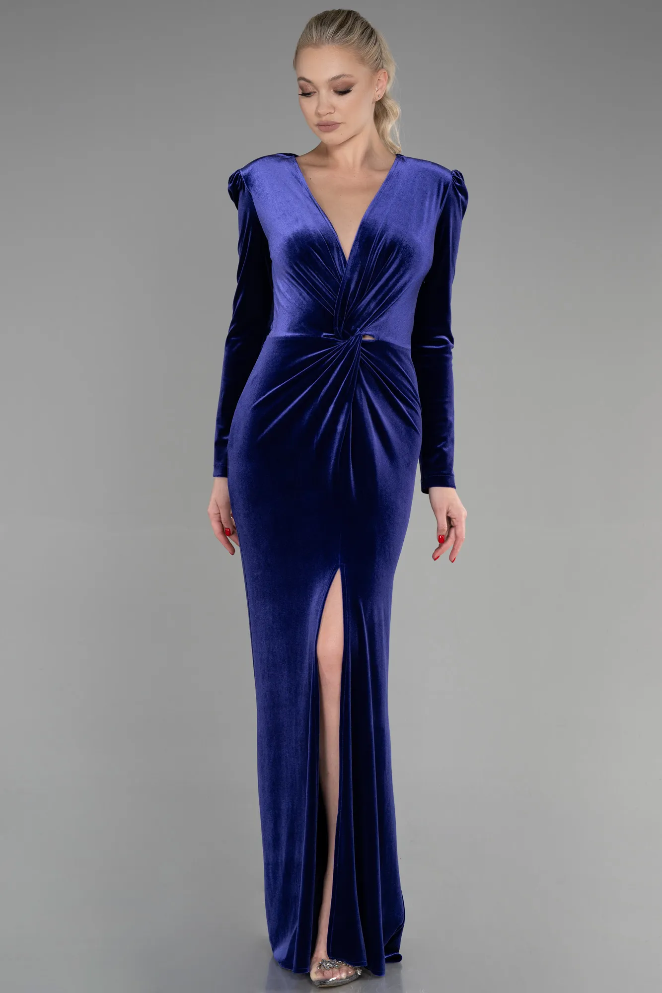 Purple-Long Velvet Evening Dress ABU3453