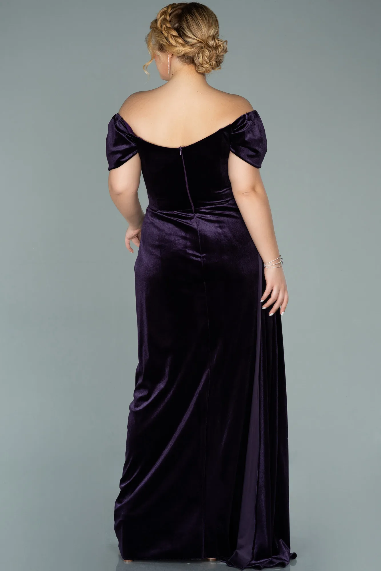 Purple-Long Velvet Oversized Evening Dress ABU1991