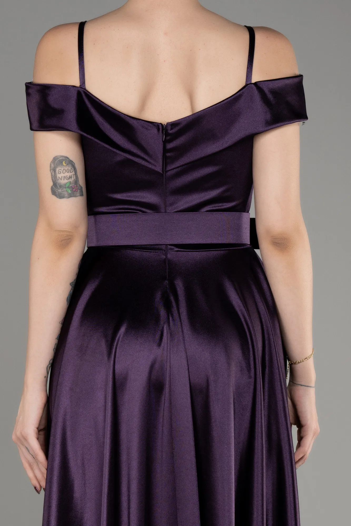 Purple-Midi Cocktail Satin Dress ABK2080