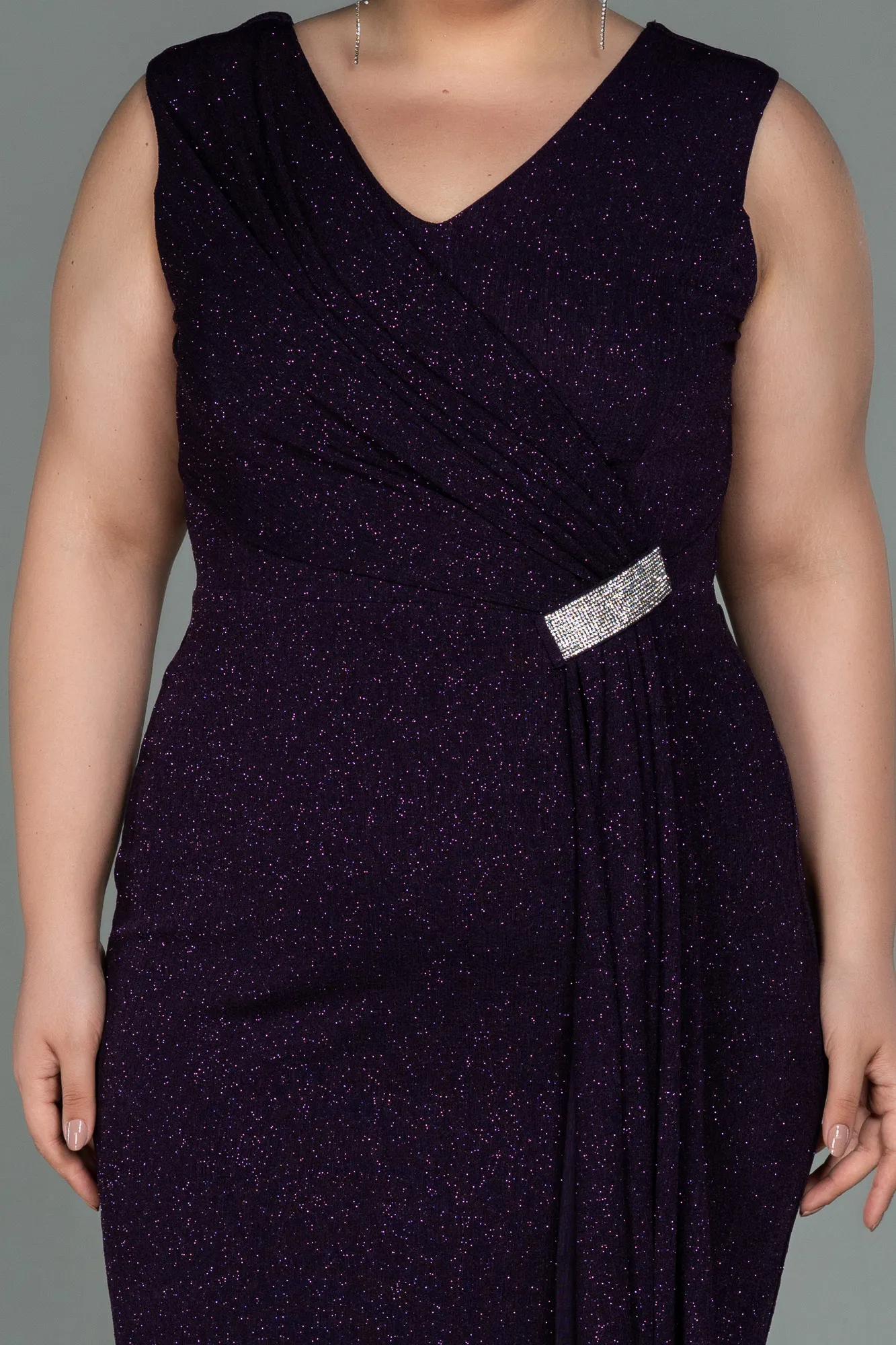 Purple-Midi Oversized Evening Dress ABK1752
