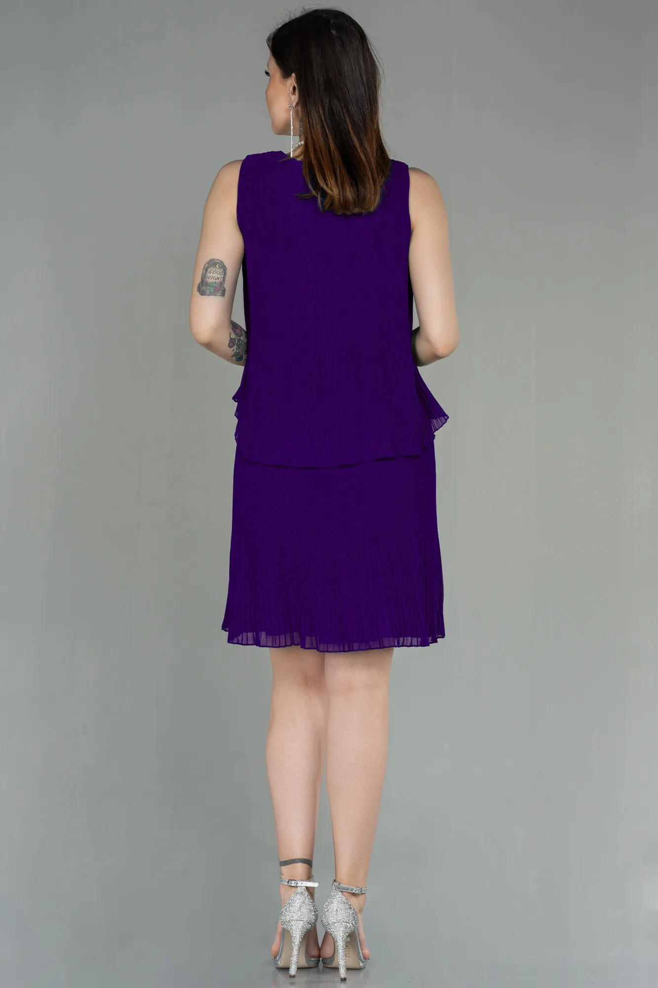 Purple-Short Invitation Dress ABK782