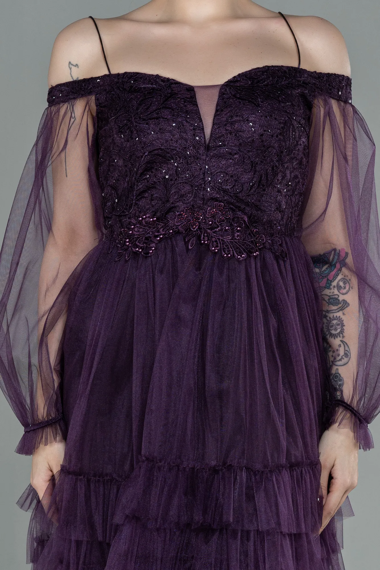 Purple-Short Invitation Dress ABK992