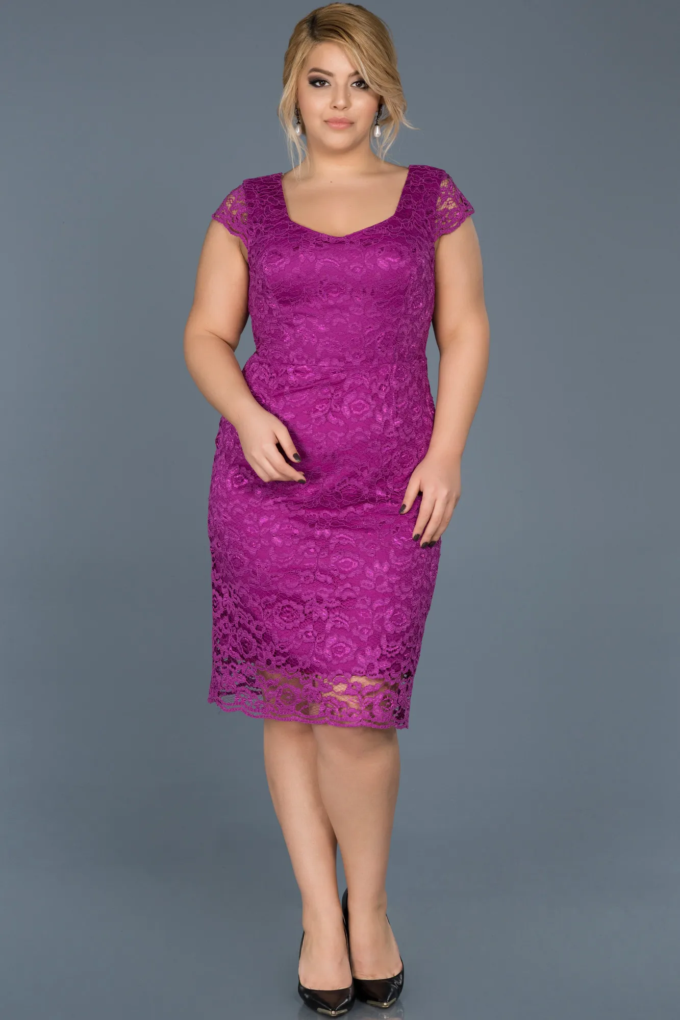 Purple-Short Oversized Evening Dress ABK010