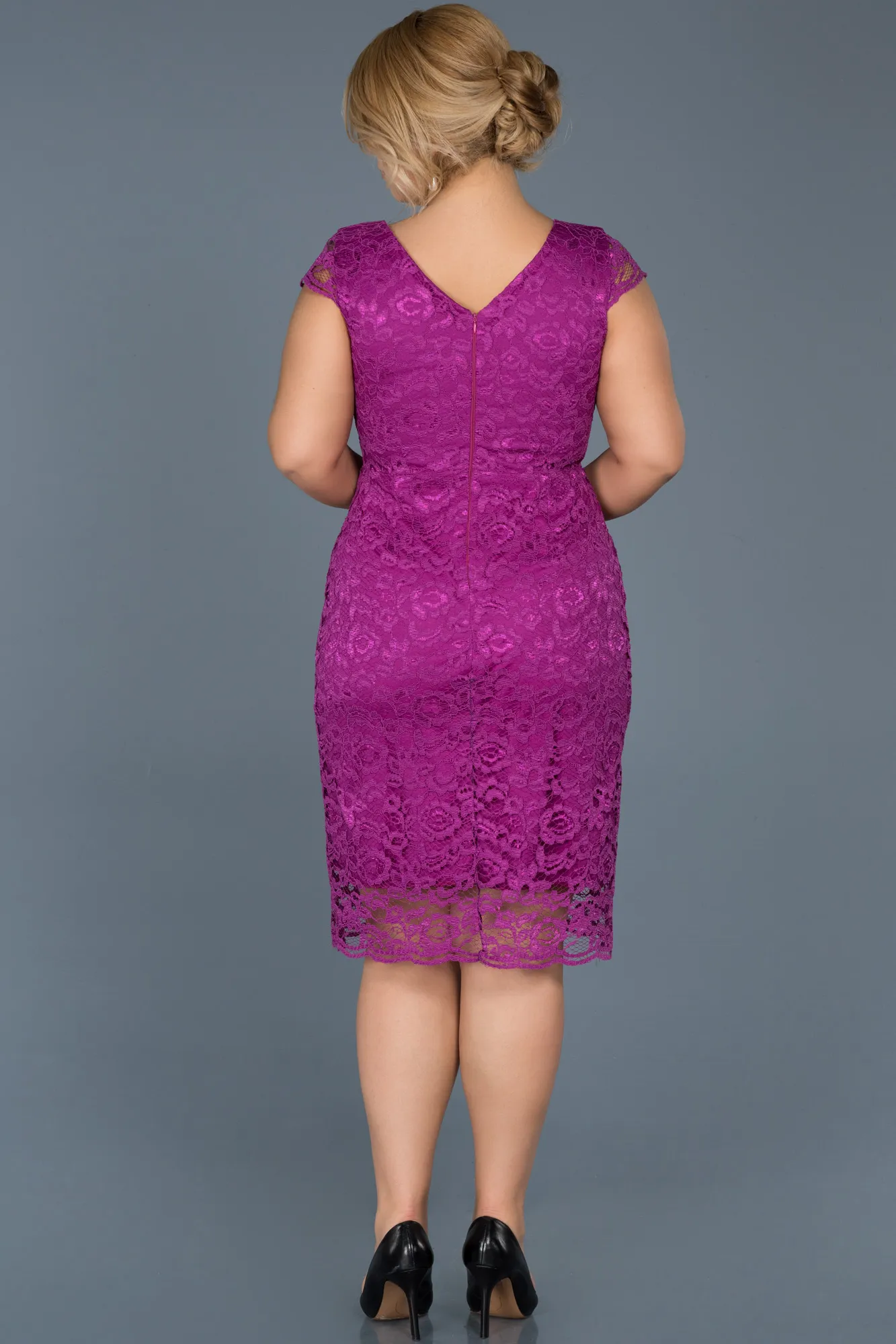 Purple-Short Oversized Evening Dress ABK010