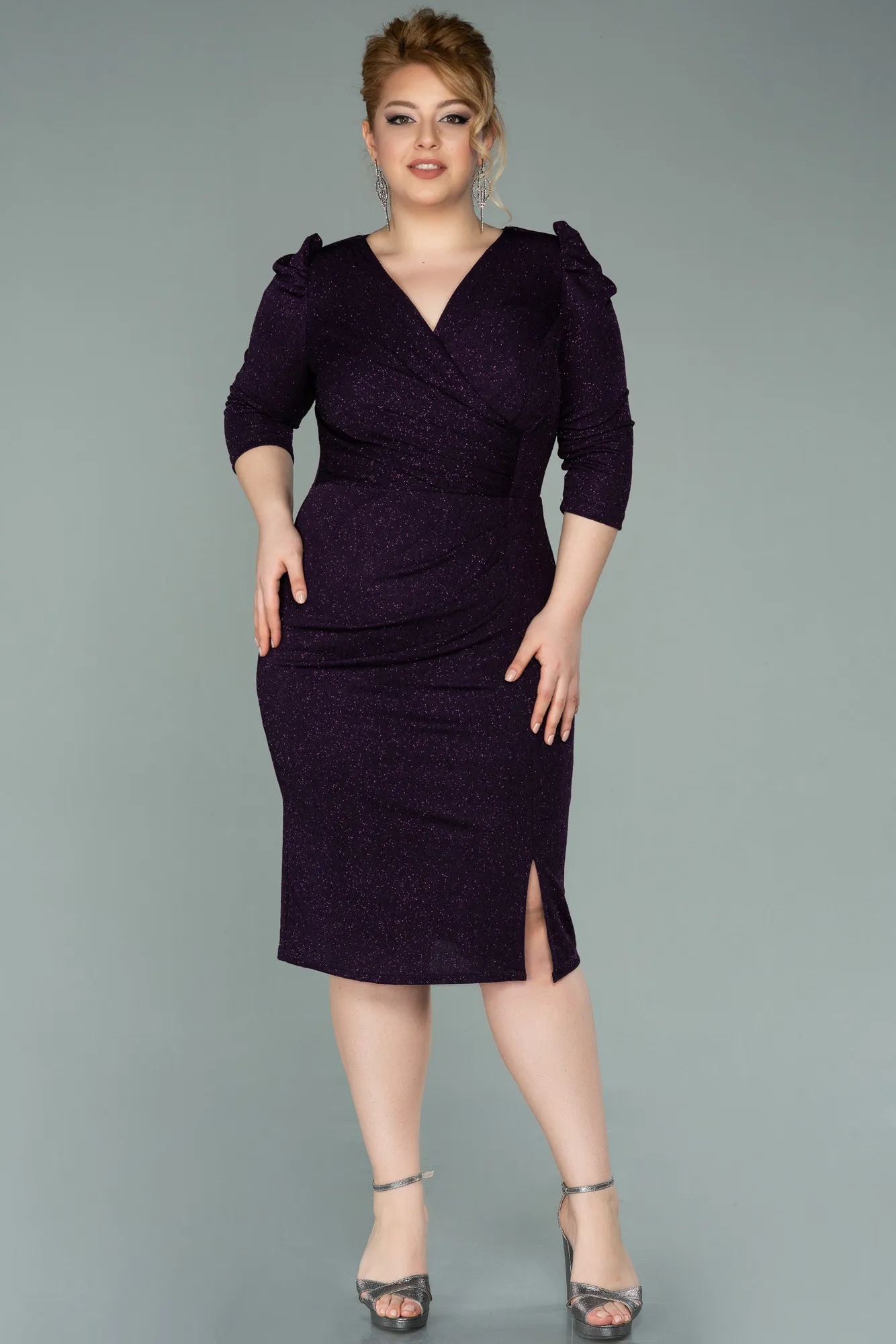 Purple-Short Oversized Evening Dress ABK1246