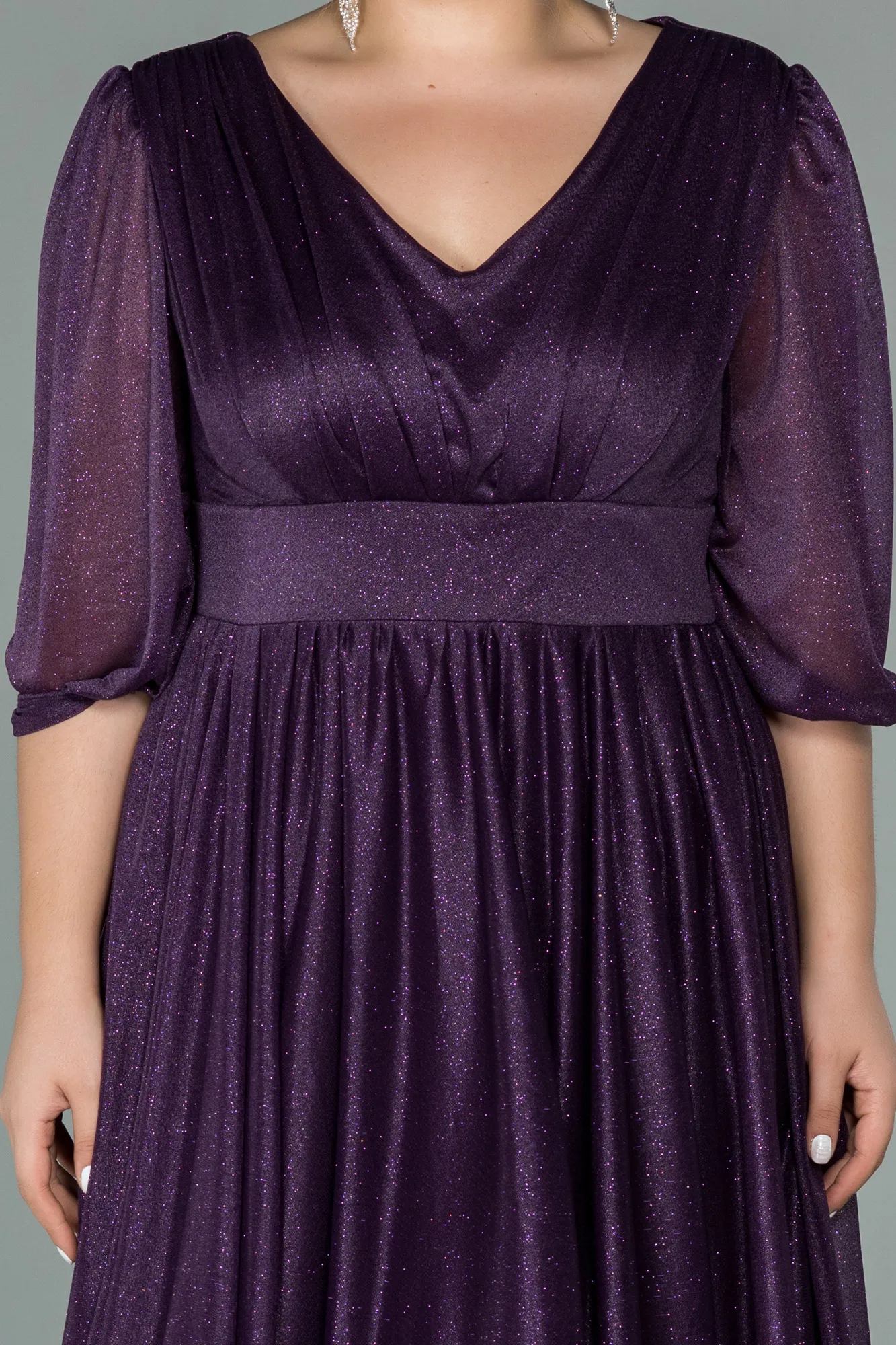 Purple-Short Plus Size Evening Dress ABK1098